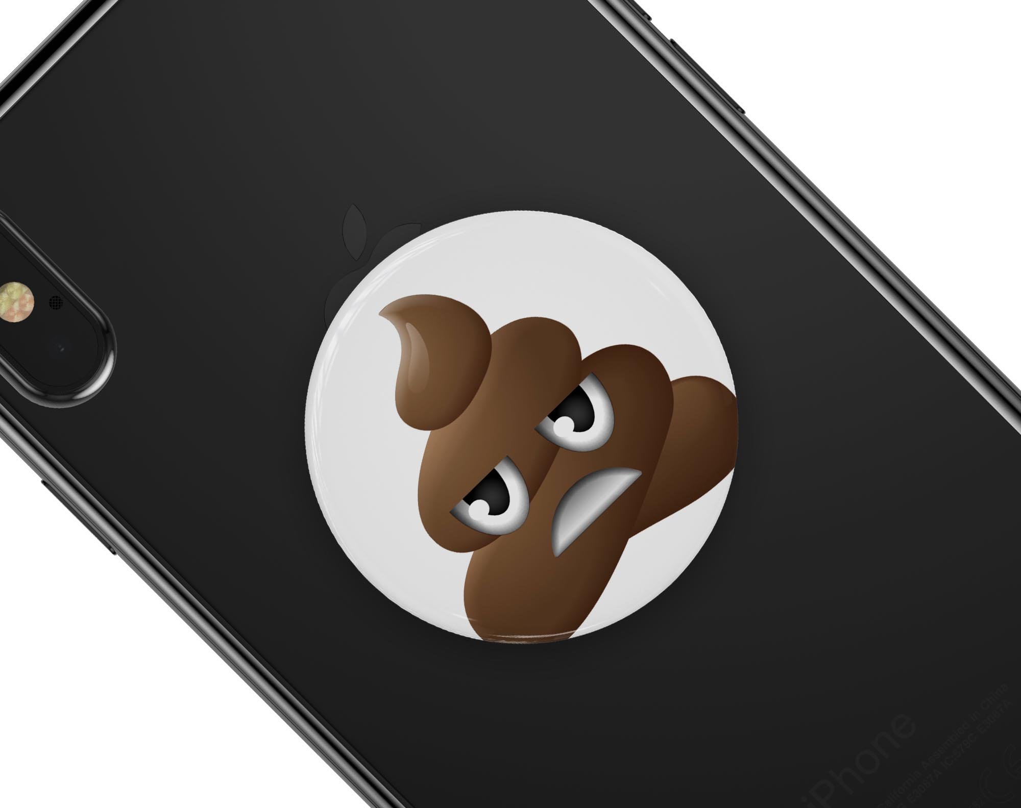 Eh Poop Emoticon Emoji Skin Kit for PopSockets, featuring a playful design on premium vinyl for smartphone grips.