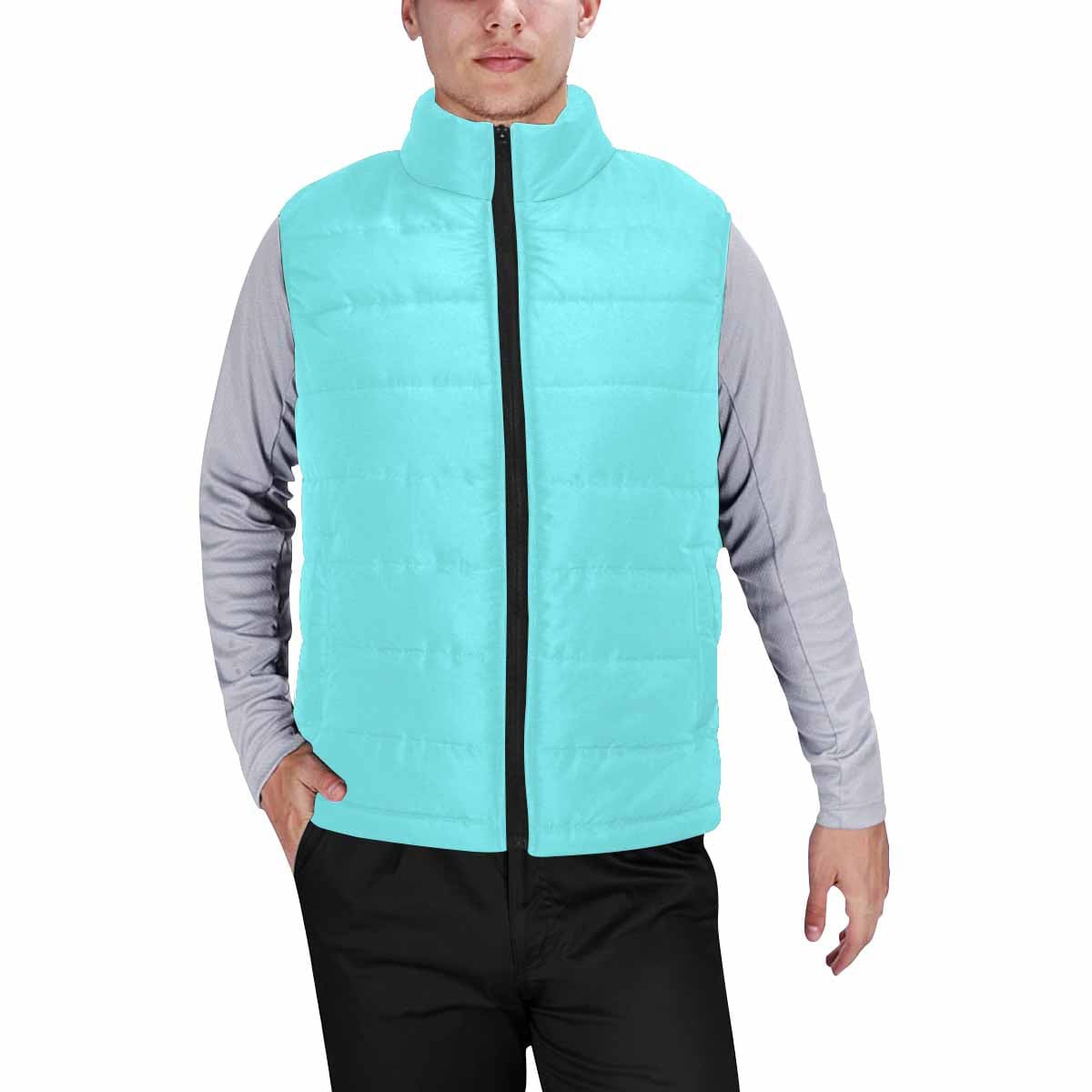 Electric Blue Men's Padded Vest featuring a quilted design and zipper closure, perfect for layering in cool weather.