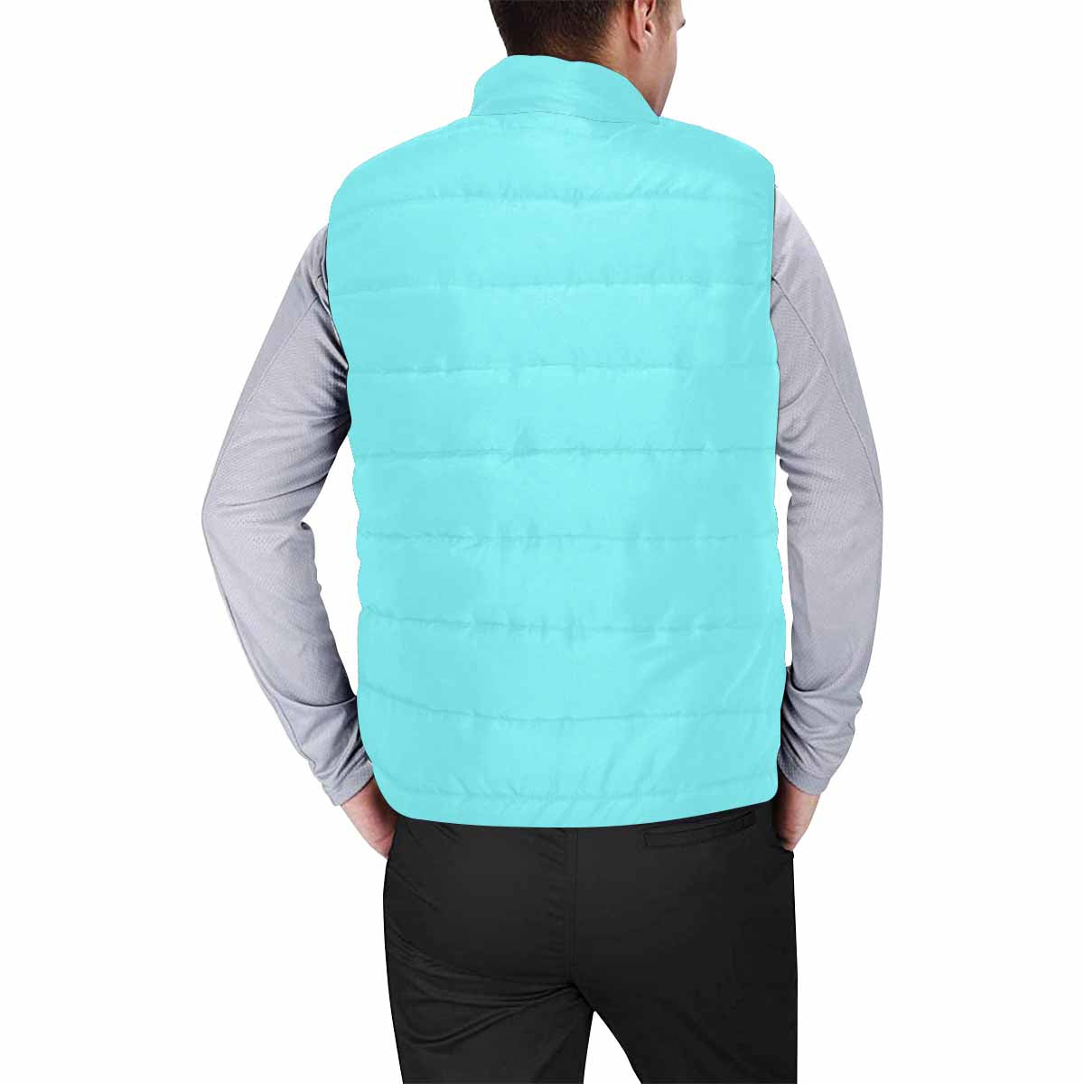 Electric Blue Men's Padded Vest featuring a quilted design and zipper closure, perfect for layering in cool weather.