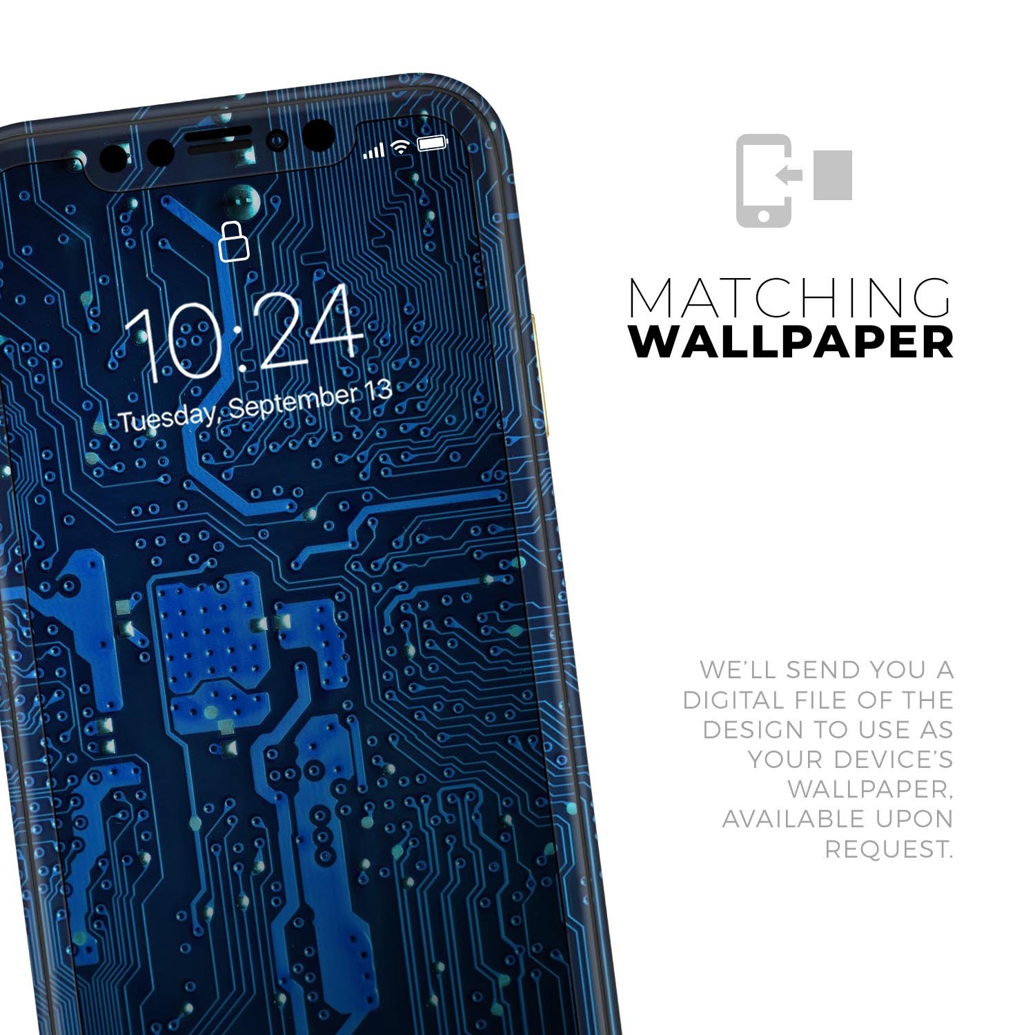 Electric Circuit Board Skin-Kit for Apple iPhone, showcasing vibrant design and premium finish options.