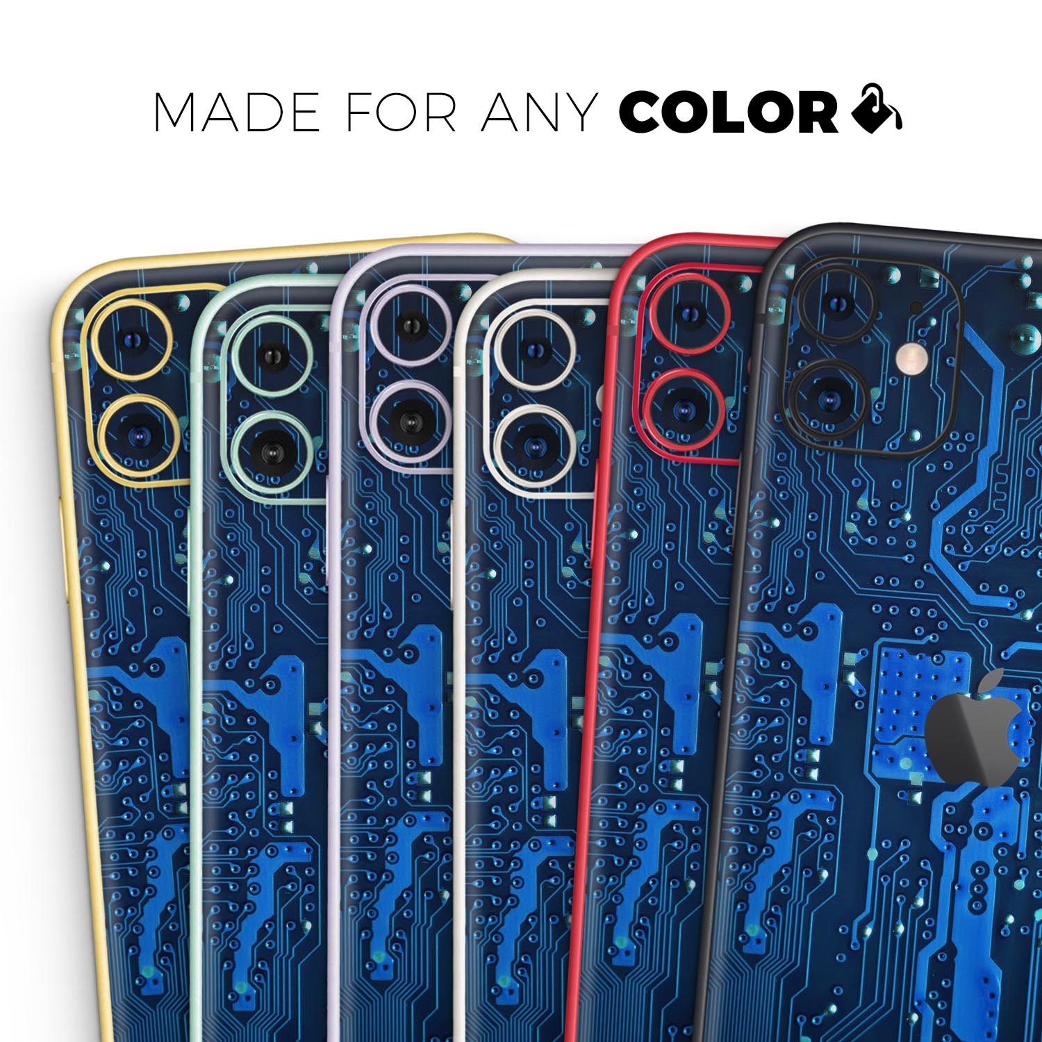 Electric Circuit Board Skin-Kit for Apple iPhone, showcasing vibrant design and premium finish options.