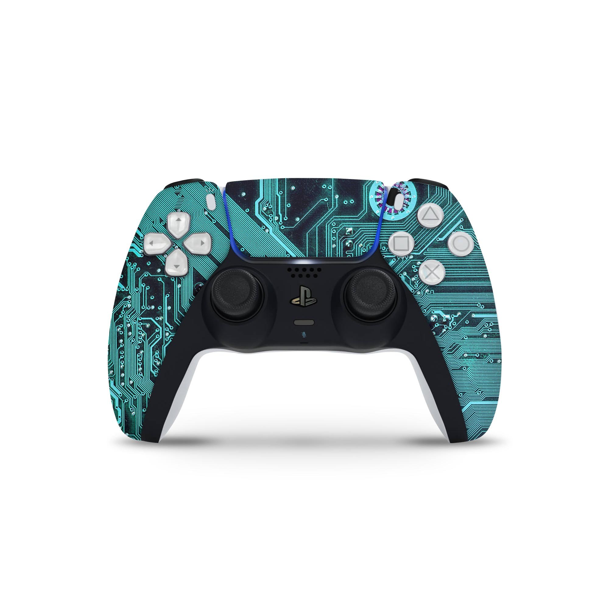 Electric Circuit Board V5 skin decal wrap kit for Sony PS5, showcasing a vibrant design that fits snugly on the console.