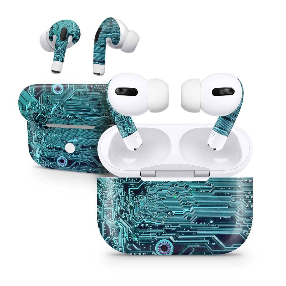 Electric Circuit Board V5 skin decal wrap kit for Apple AirPods Pro, showcasing a sleek design and premium finish.