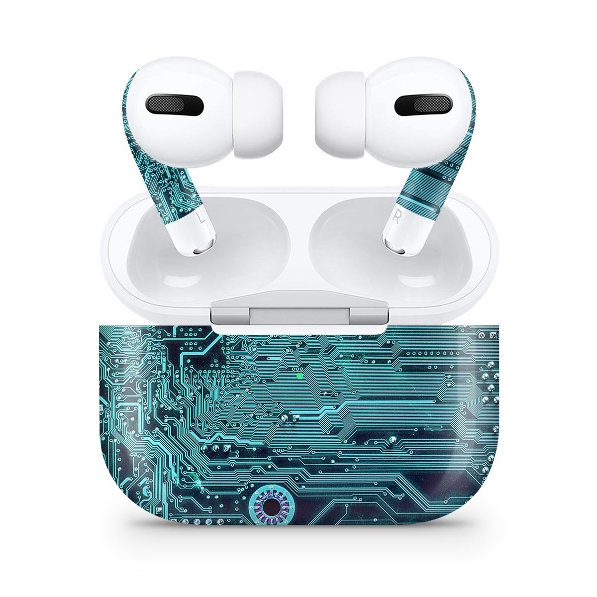 Electric Circuit Board V5 skin decal wrap kit for Apple AirPods Pro, showcasing a sleek design and premium finish.