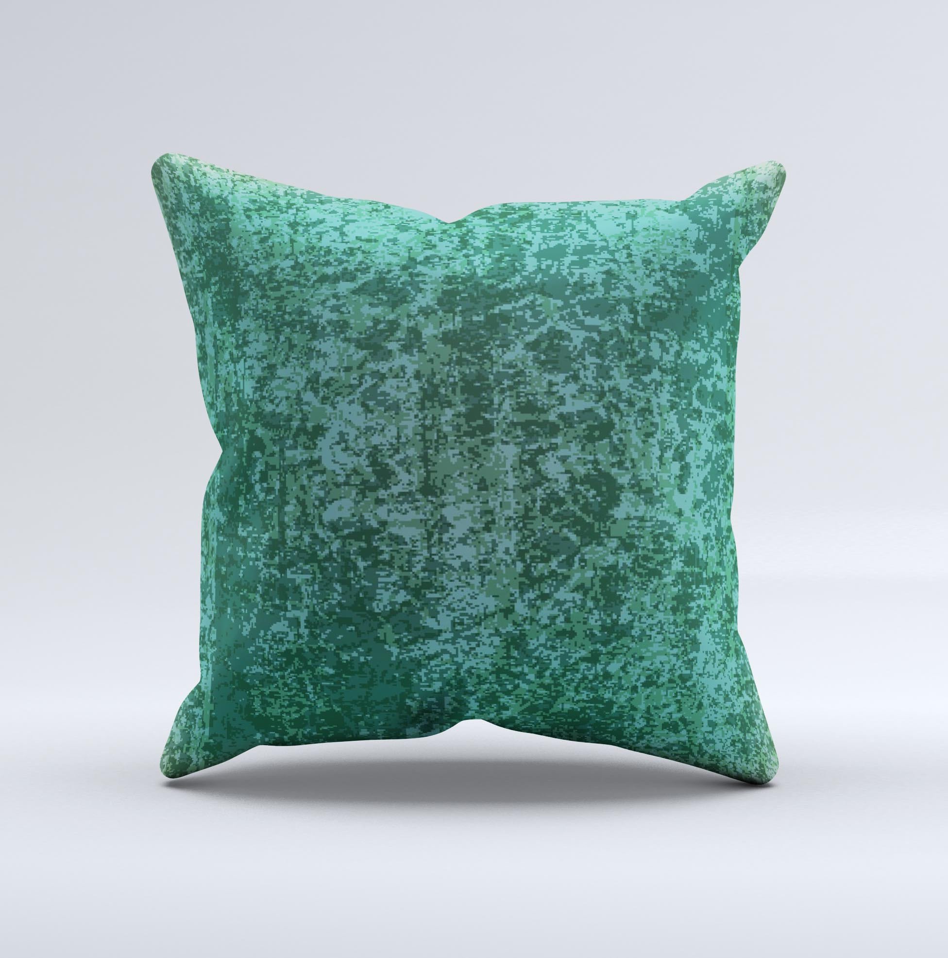 Emerald Green Choppy Pattern ink-Fuzed Decorative Throw Pillow showcasing a unique design with high-quality fabric and vibrant color.