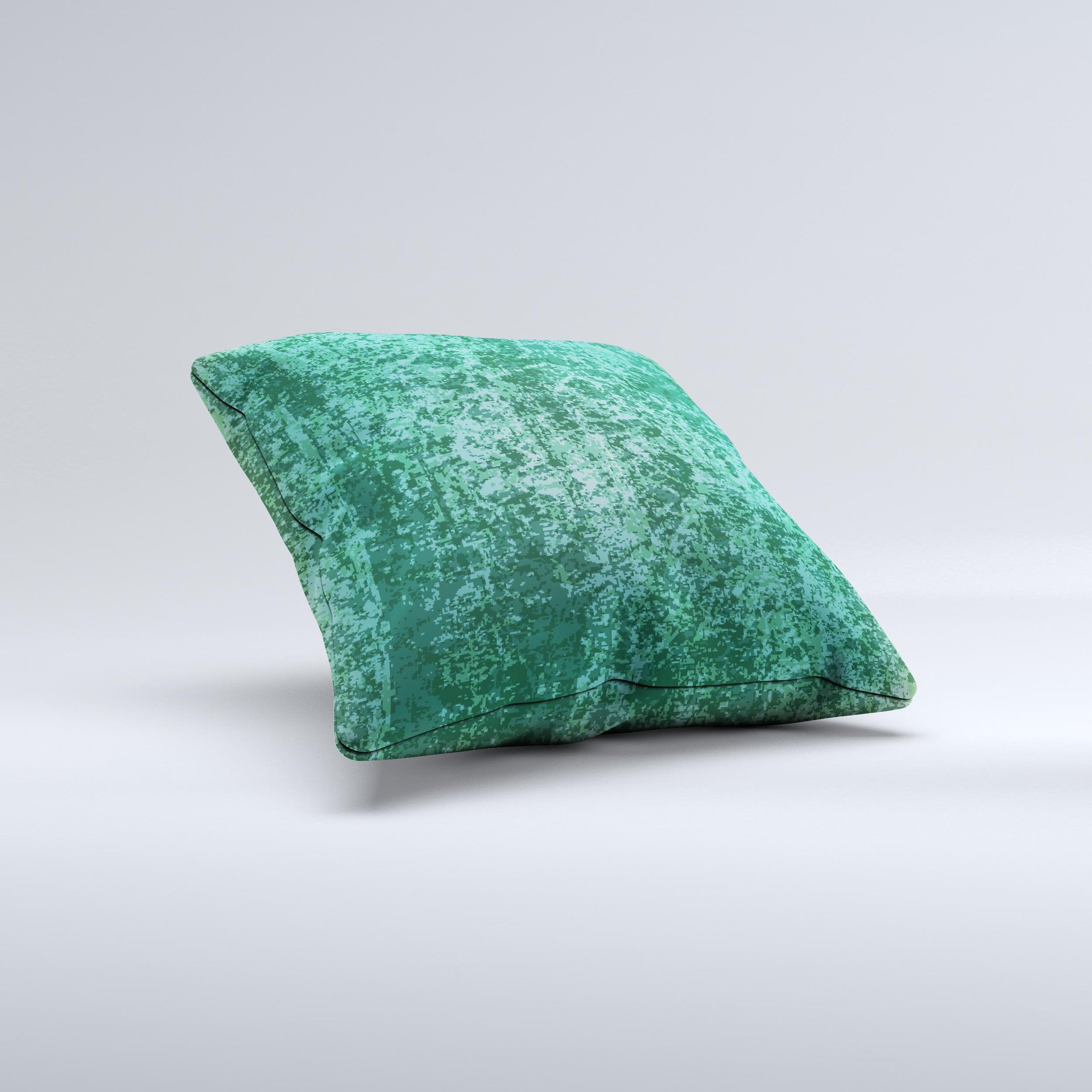 Emerald Green Choppy Pattern ink-Fuzed Decorative Throw Pillow showcasing a unique design with high-quality fabric and vibrant color.