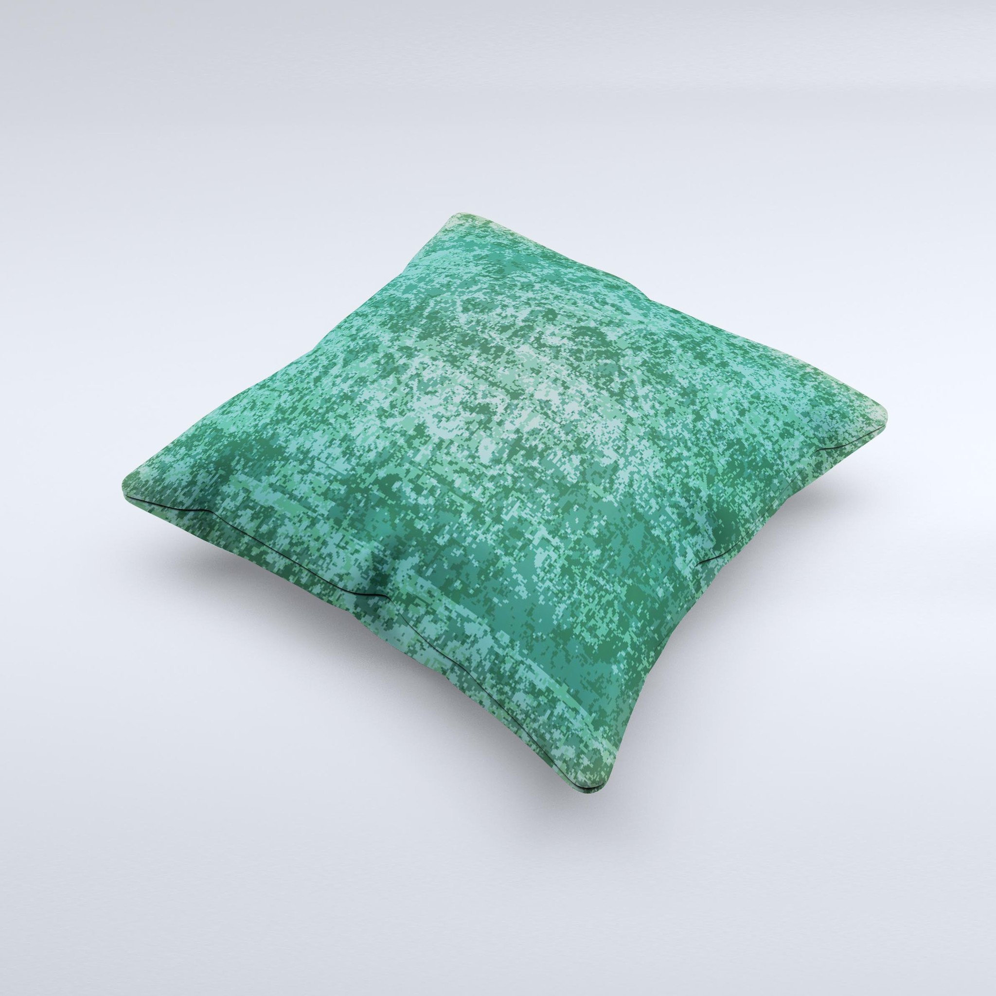 Emerald Green Choppy Pattern ink-Fuzed Decorative Throw Pillow showcasing a unique design with high-quality fabric and vibrant color.