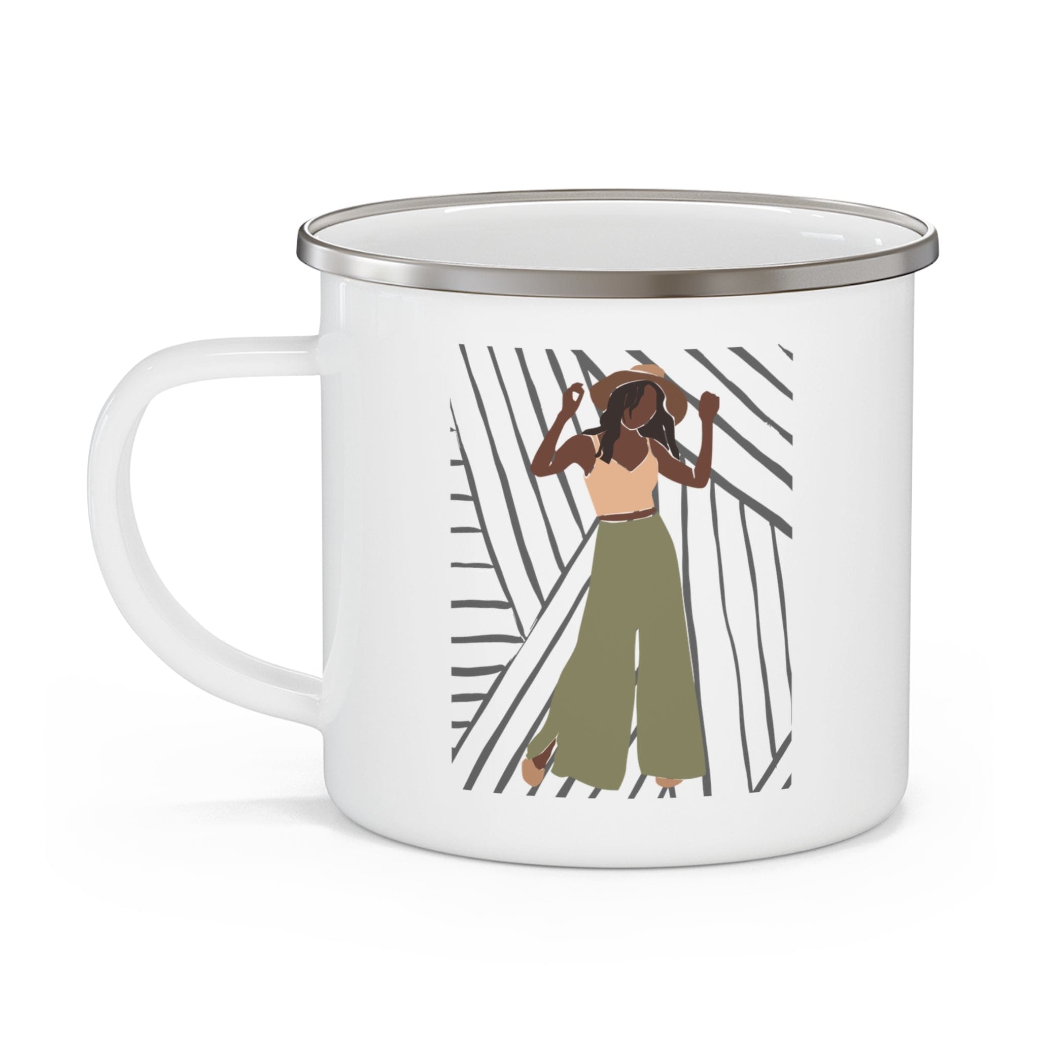 Say it Soul Enamel Camping Mug with positive message, featuring a durable stainless steel design and comfortable C-handle.