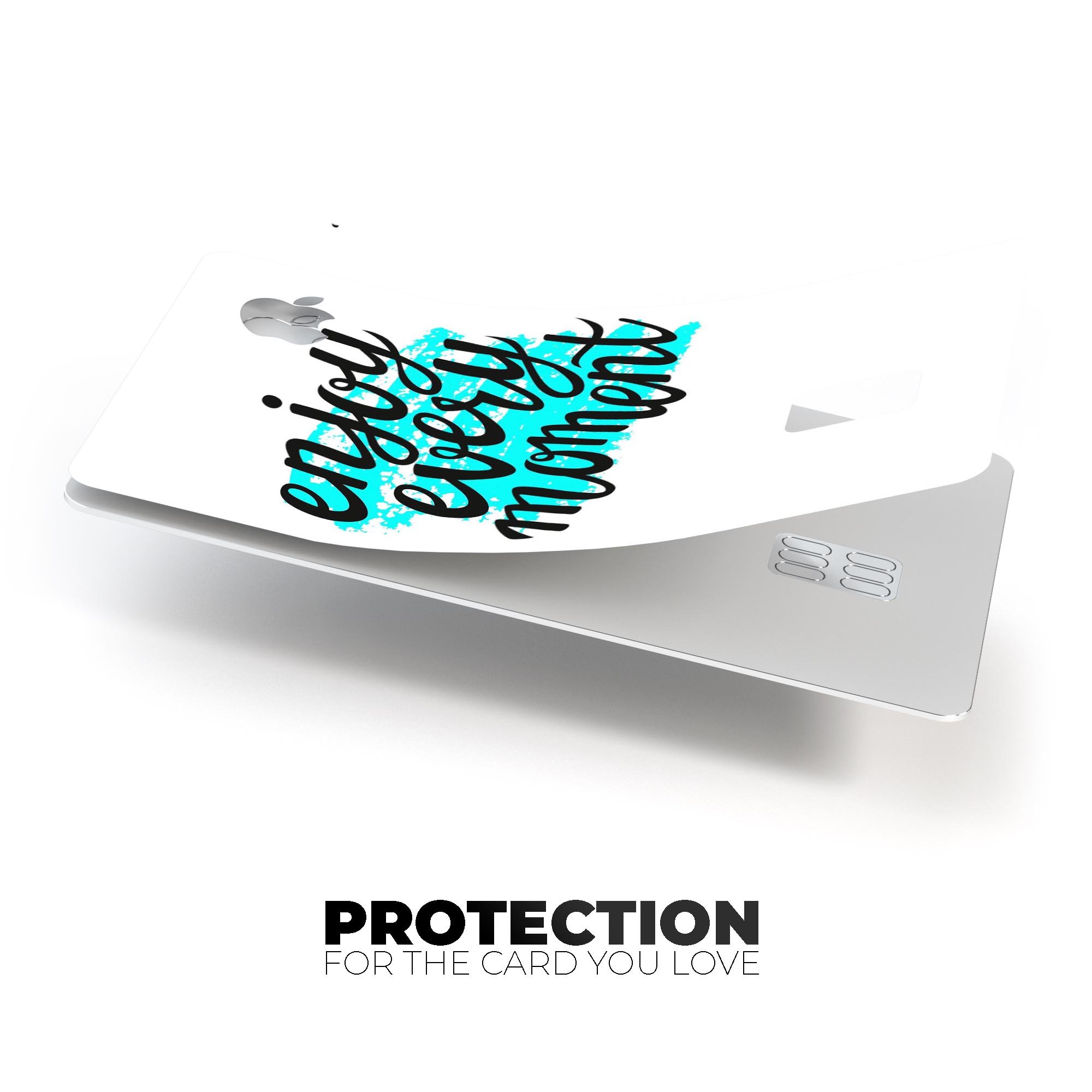 Premium protective decal skin-kit for Apple Card, showcasing ultra-gloss and soft-matte finishes.