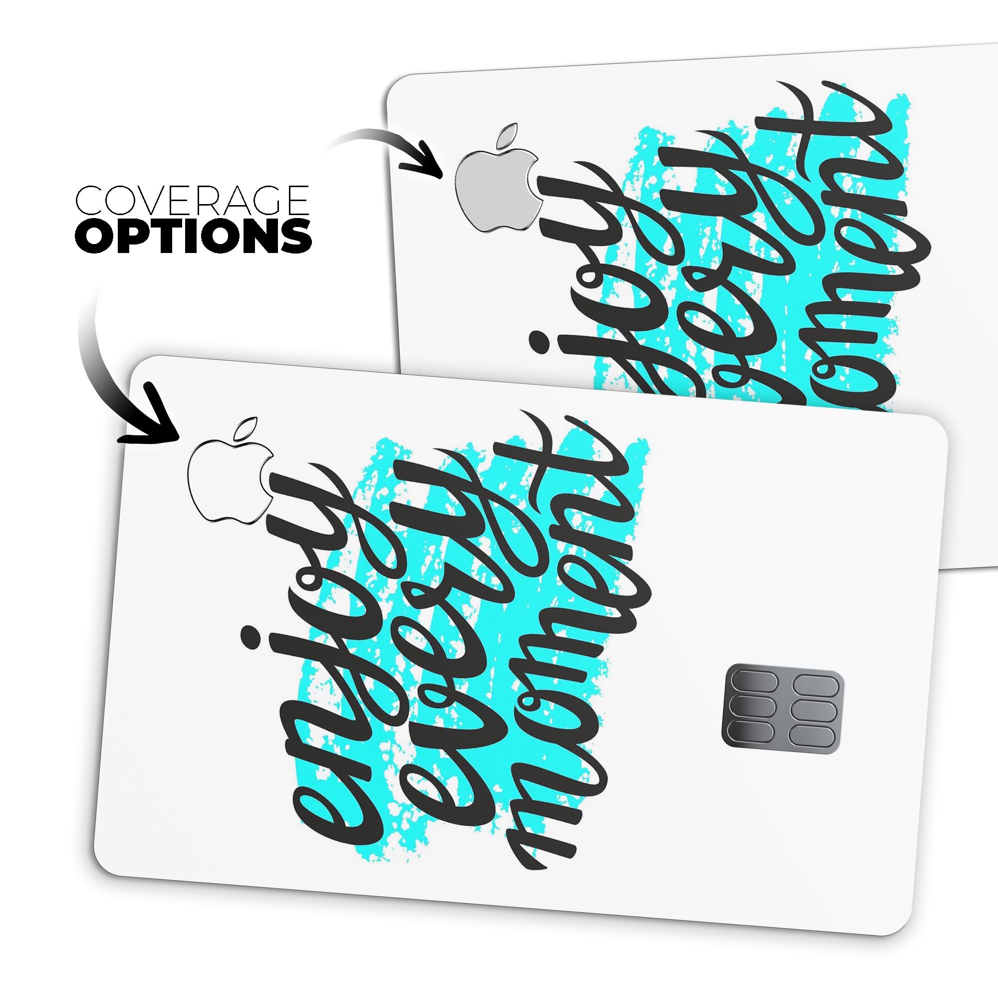 Premium protective decal skin-kit for Apple Card, showcasing ultra-gloss and soft-matte finishes.