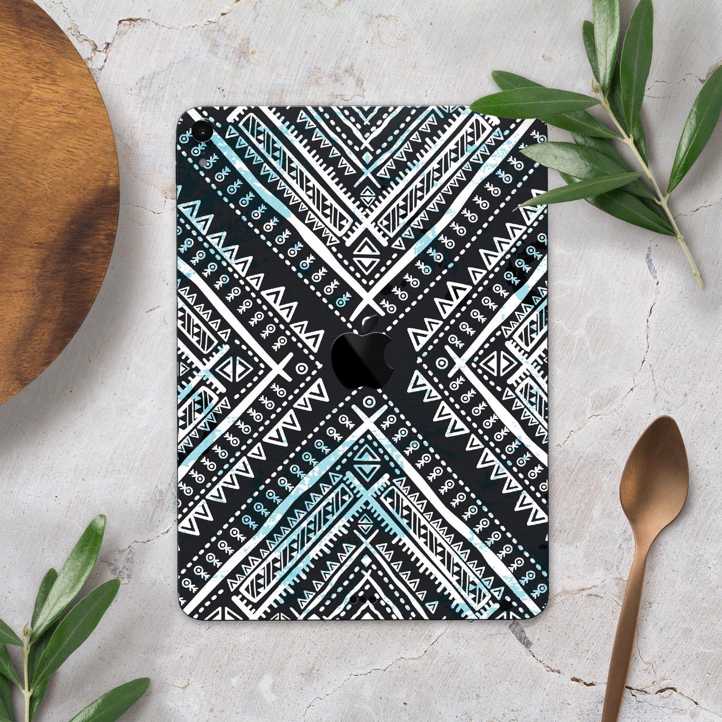 Ethnic Aztec Navy Point skin decal for Apple iPad Pro, showcasing vibrant colors and intricate design.