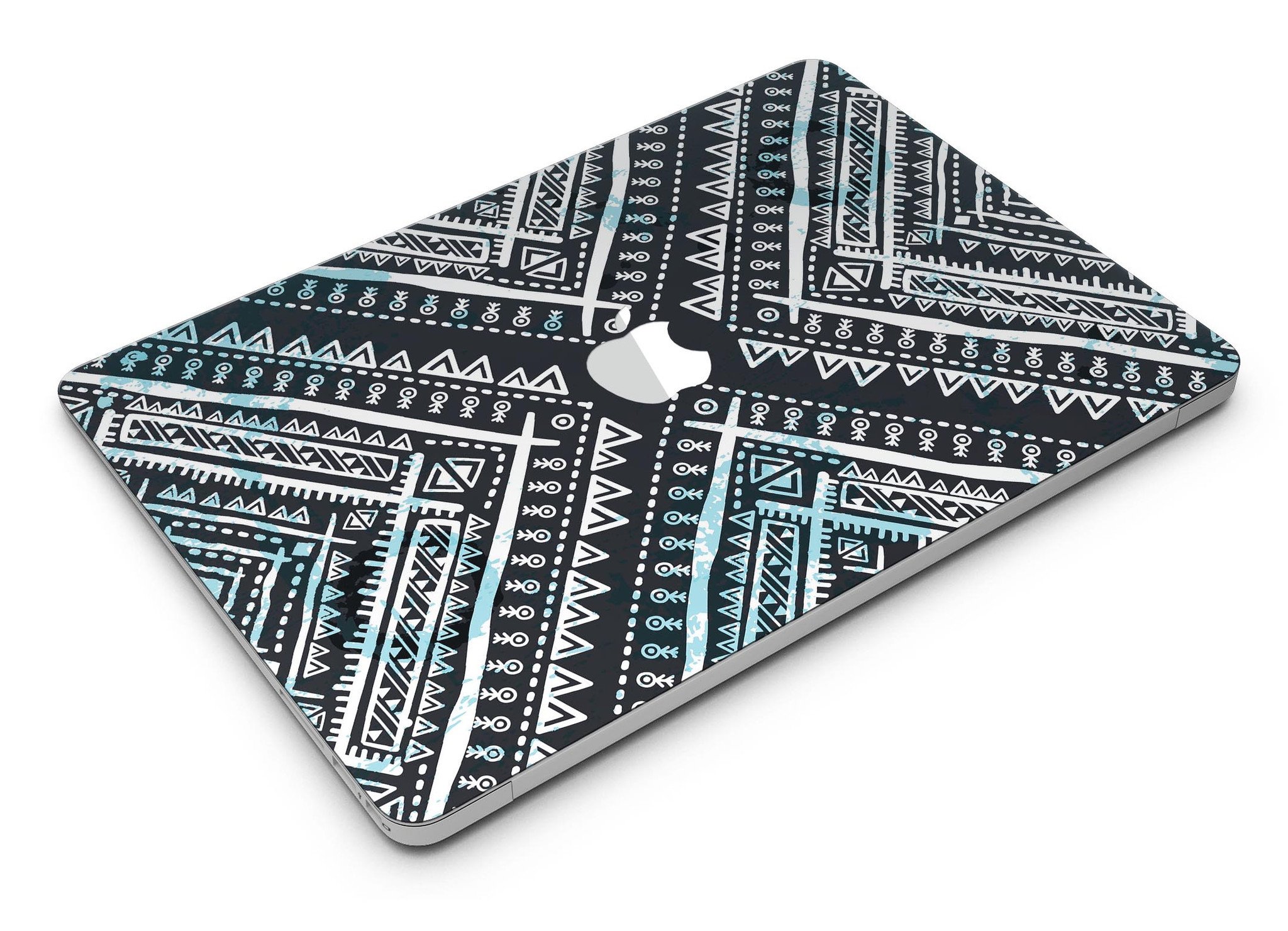 Ethnic Aztec Navy Point skin kit for MacBook Air, showcasing vibrant patterns and premium vinyl material.