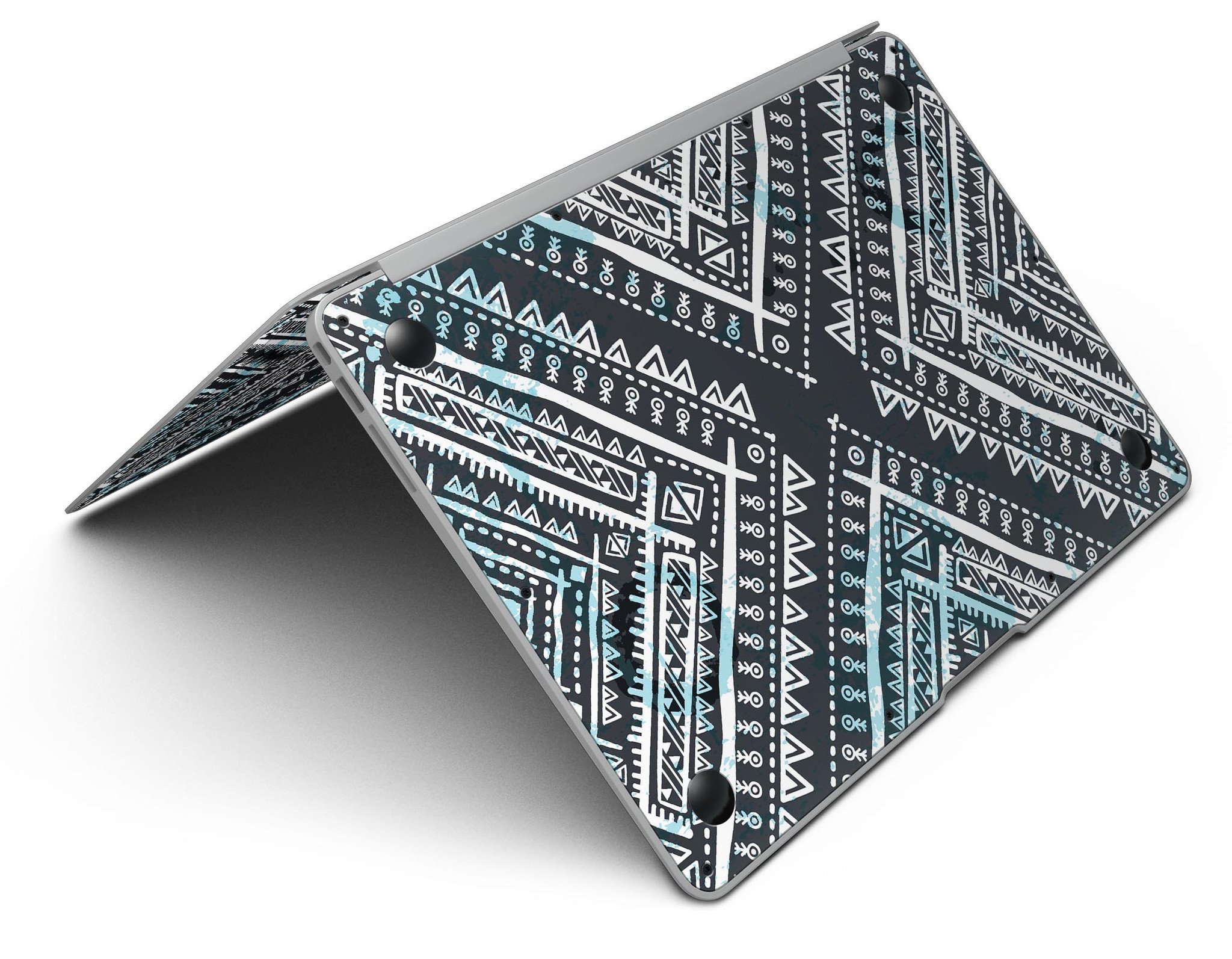 Ethnic Aztec Navy Point skin kit for MacBook Air, showcasing vibrant patterns and premium vinyl material.