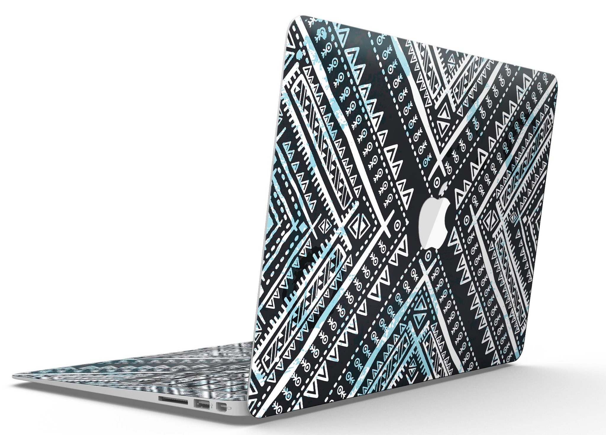 Ethnic Aztec Navy Point skin kit for MacBook Air, showcasing vibrant patterns and premium vinyl material.