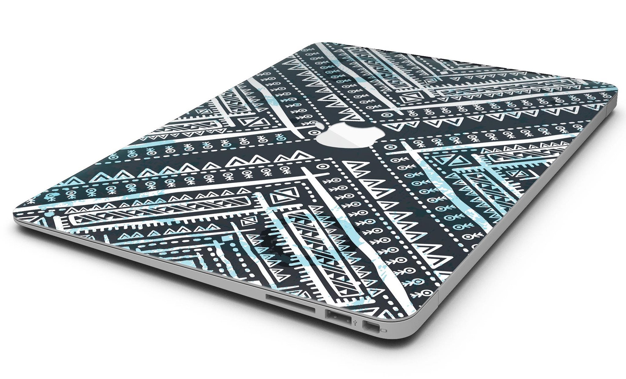 Ethnic Aztec Navy Point skin kit for MacBook Air, showcasing vibrant patterns and premium vinyl material.