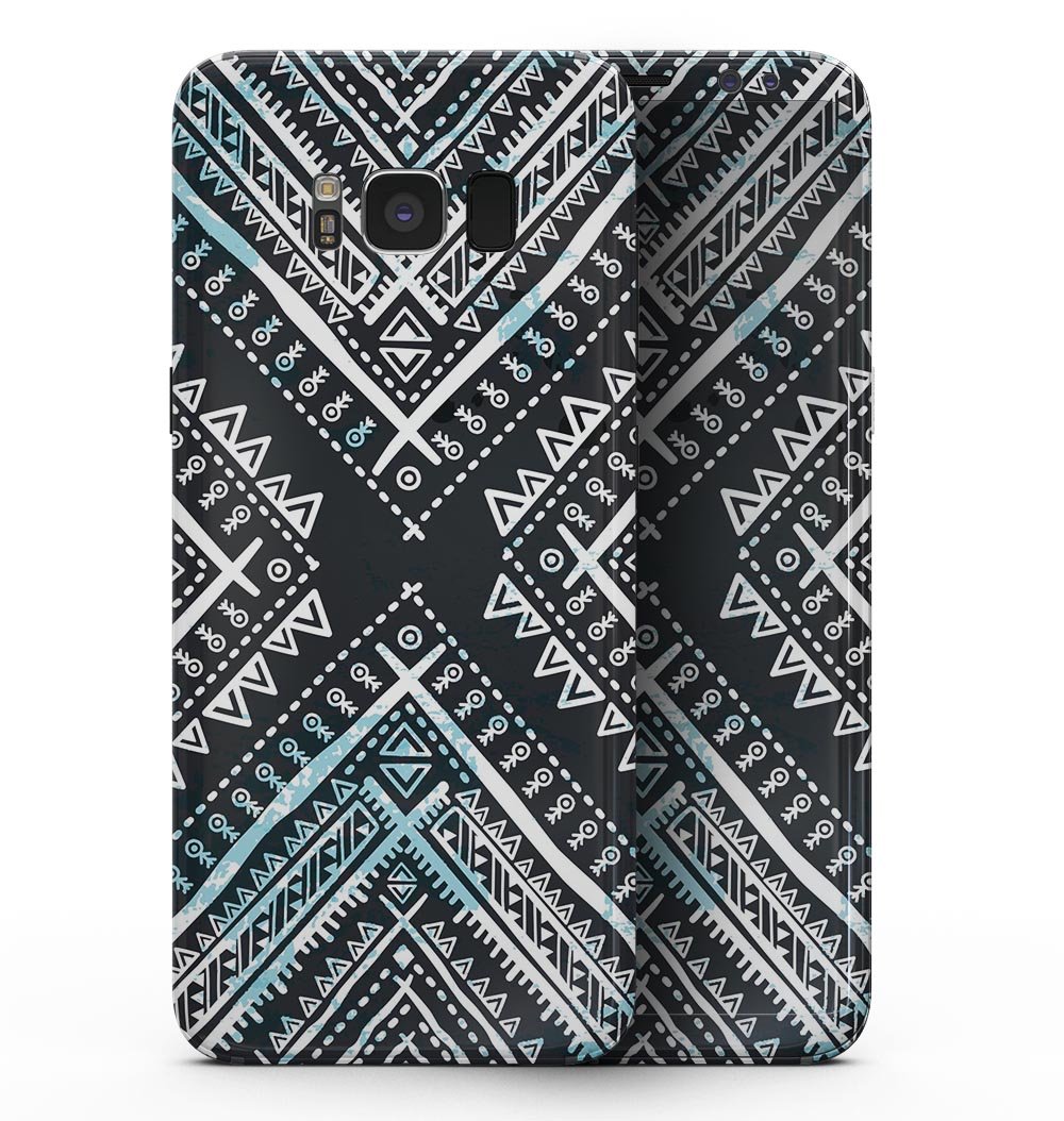 Ethnic Aztec Navy Point skin for Samsung Galaxy S8, showcasing vibrant colors and intricate patterns on a sleek device.