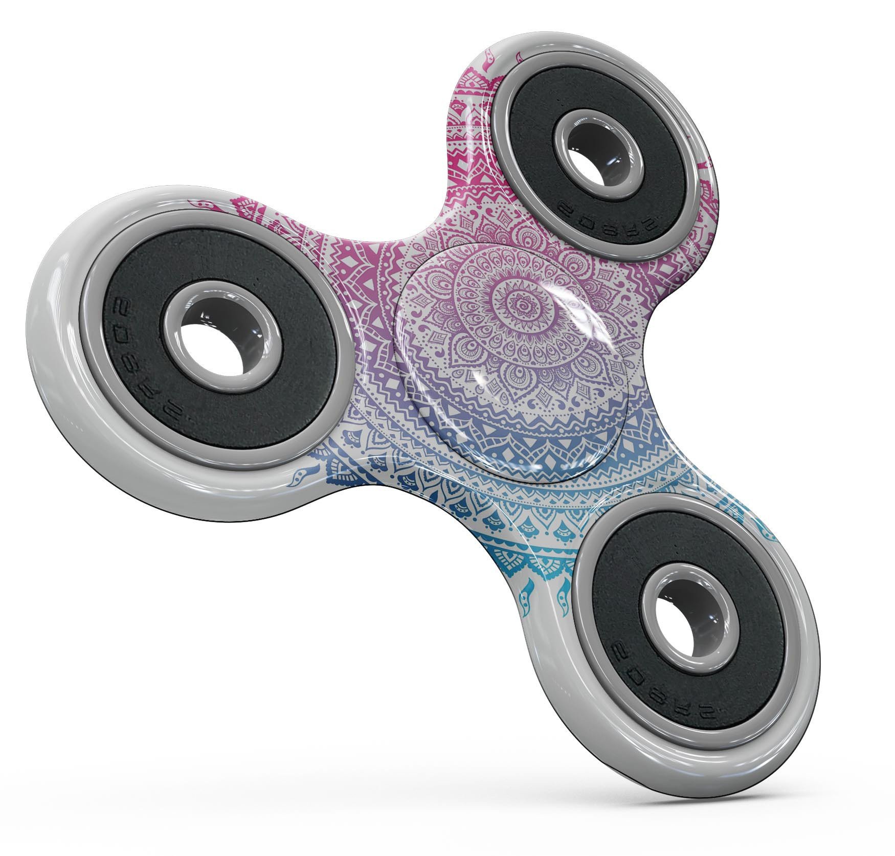 Ethnic Indian Tie-Dye Circle Full-Body Skin-Kit for fidget spinner, showcasing vibrant colors and intricate patterns.