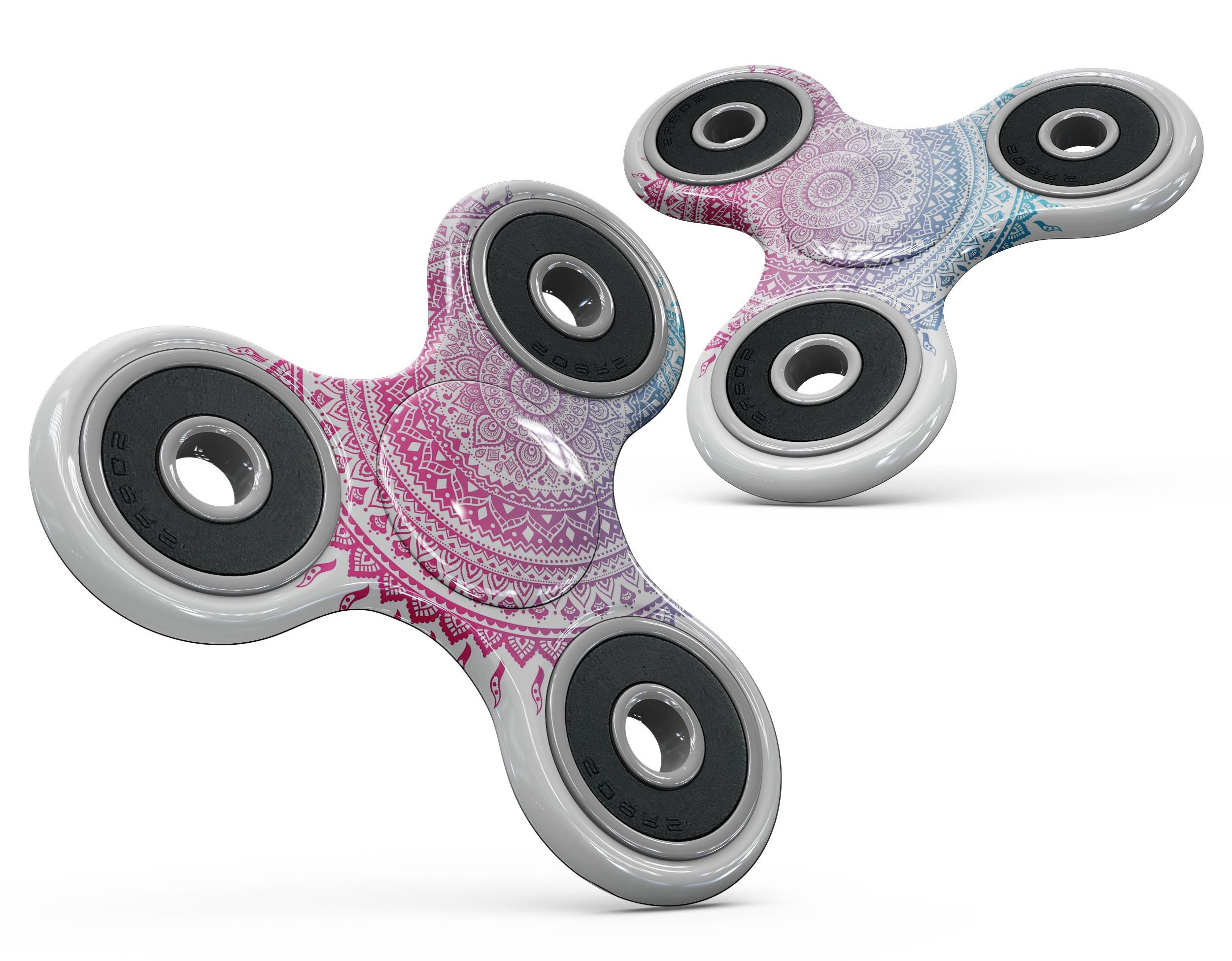 Ethnic Indian Tie-Dye Circle Full-Body Skin-Kit for fidget spinner, showcasing vibrant colors and intricate patterns.