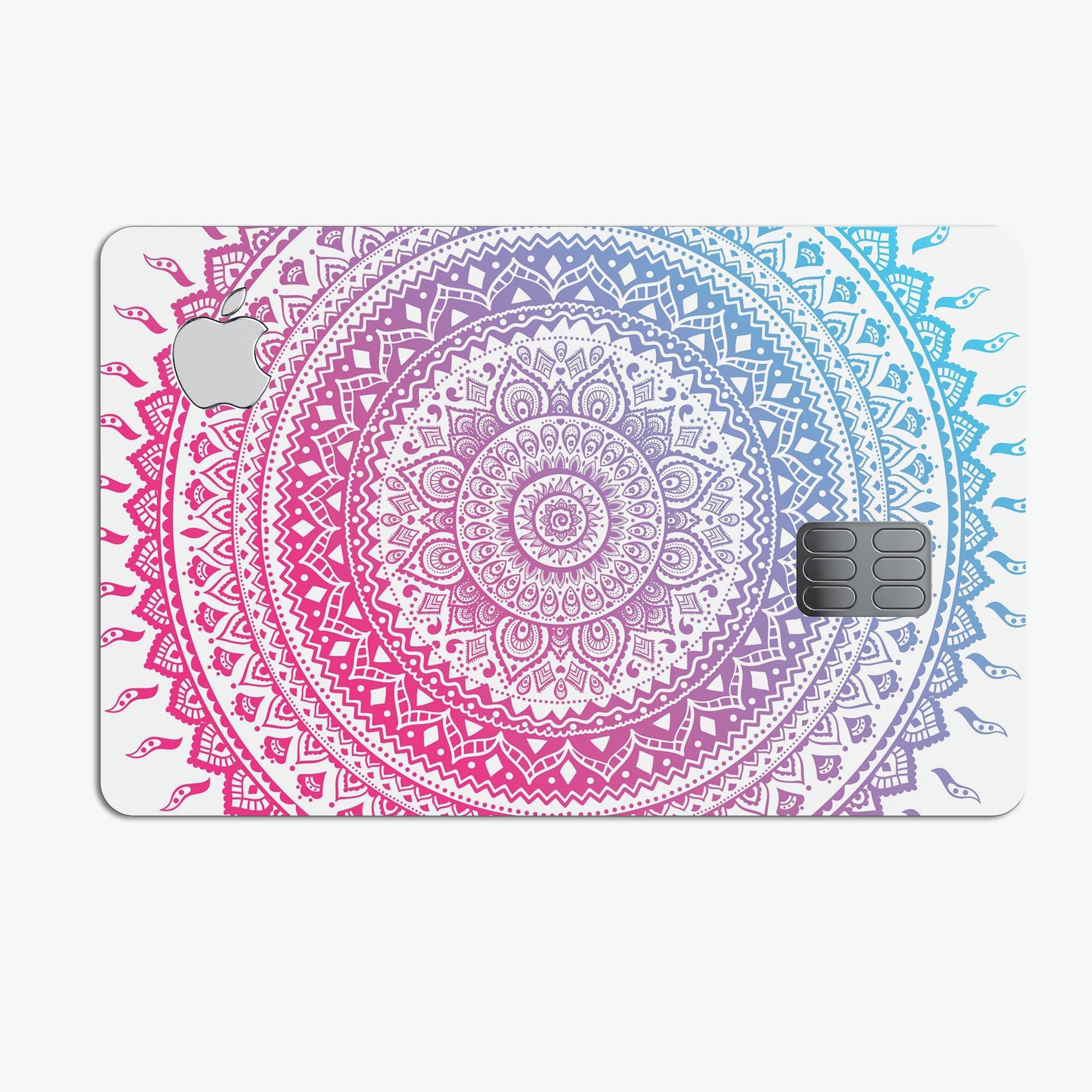 Ethnic Indian Tie-Dye Circle skin for Apple Card, showcasing vibrant colors and a protective design.