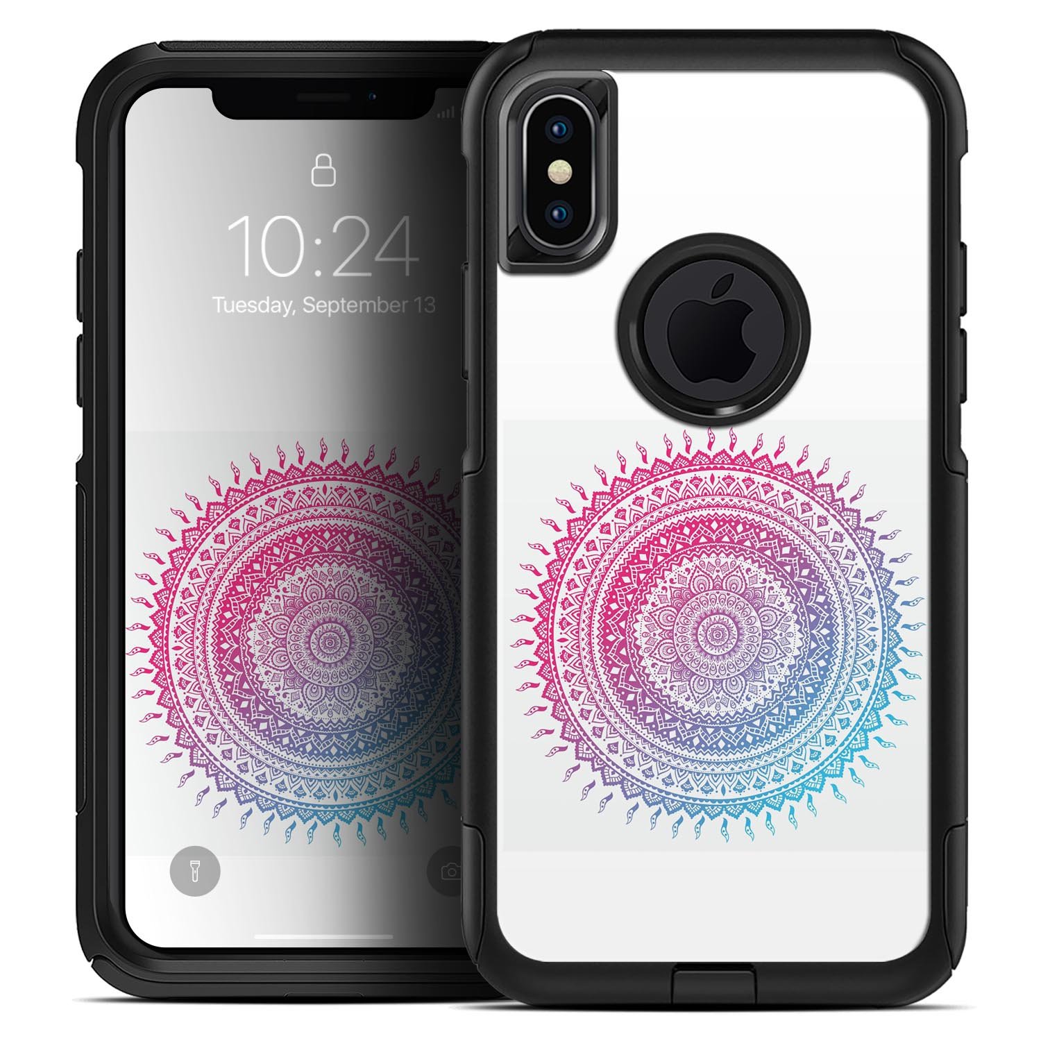 Ethnic Indian Tie-Dye Circle Skin Kit for iPhone OtterBox Cases featuring vibrant colors and intricate patterns.