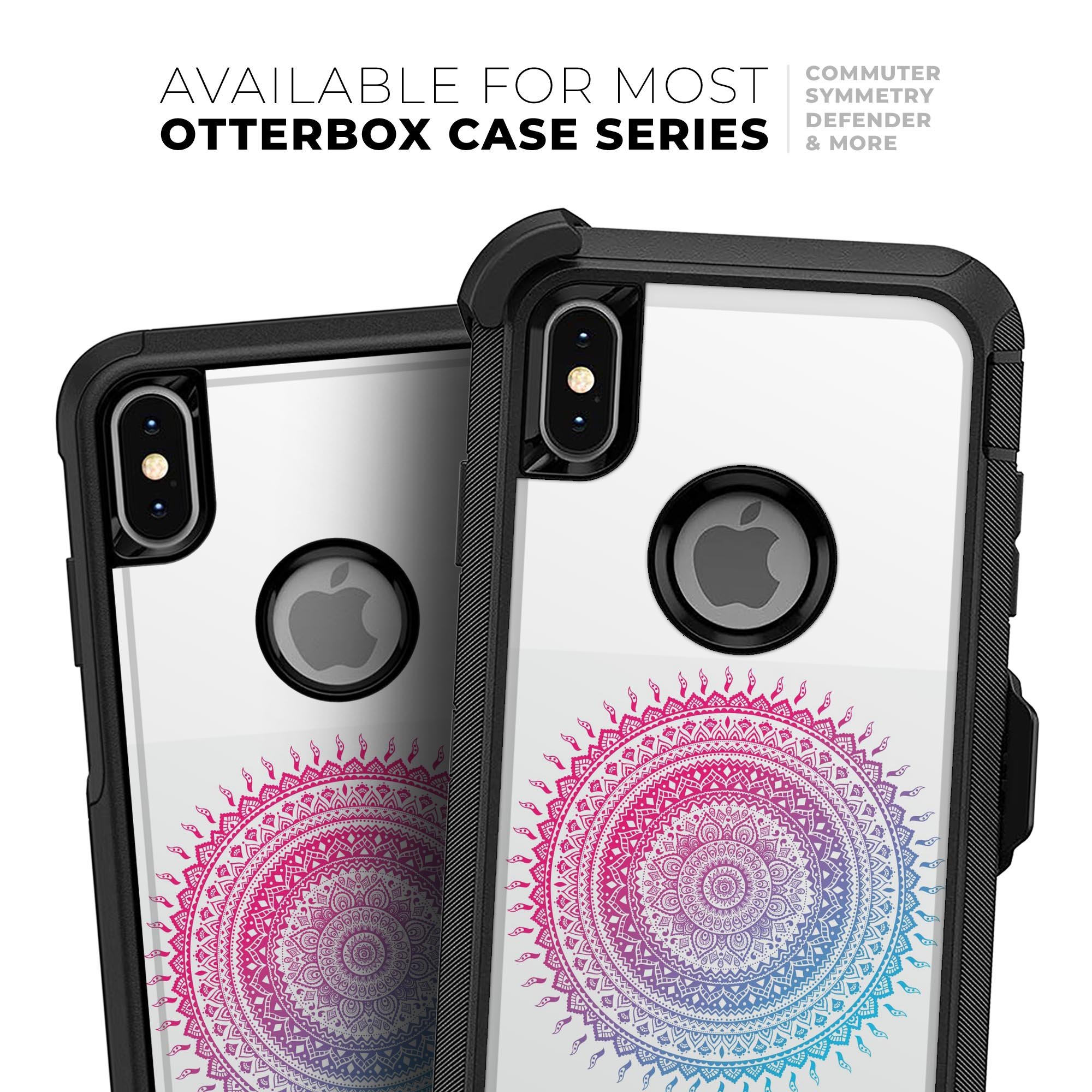 Ethnic Indian Tie-Dye Circle Skin Kit for iPhone OtterBox Cases featuring vibrant colors and intricate patterns.