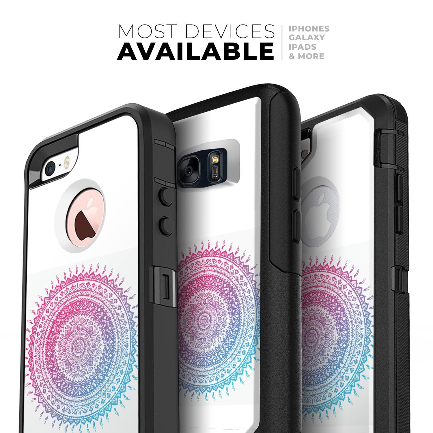 Ethnic Indian Tie-Dye Circle Skin Kit for iPhone OtterBox Cases featuring vibrant colors and intricate patterns.