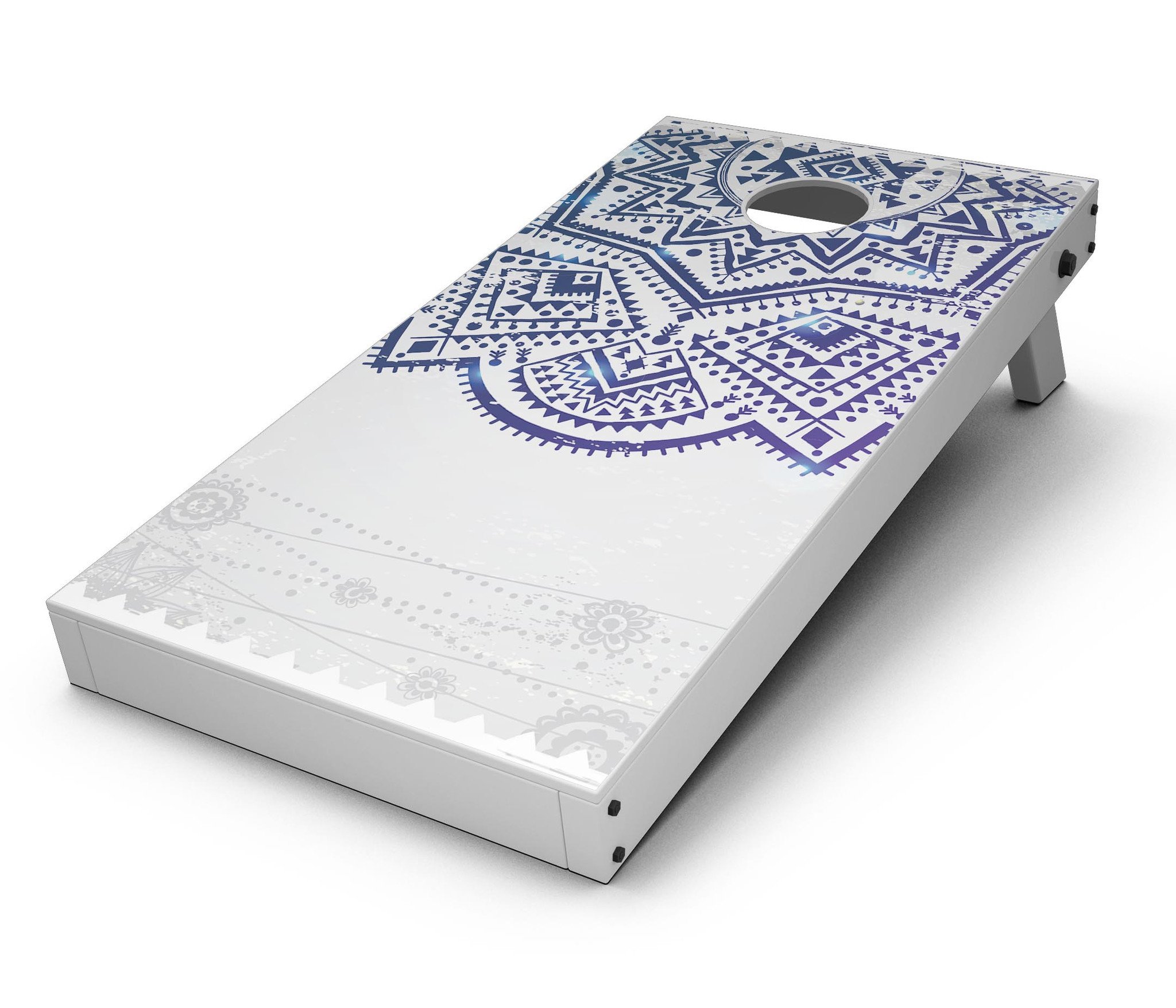 Ethnic Indian Vector Ornament CornHole Board Skin Decal Kit showcasing vibrant design and premium vinyl material.