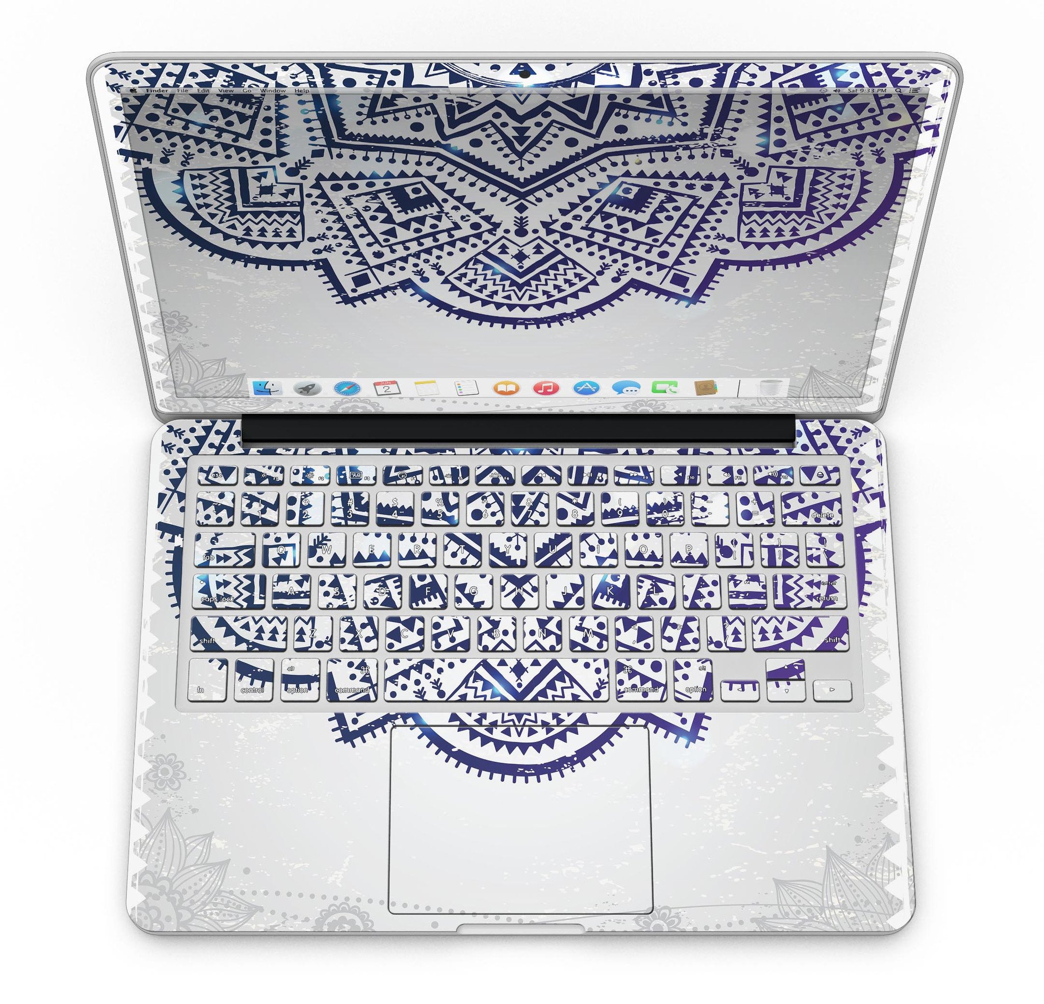 Ethnic Indian Vector Ornament skin for MacBook Pro with Retina Display, showcasing intricate design and premium vinyl material.