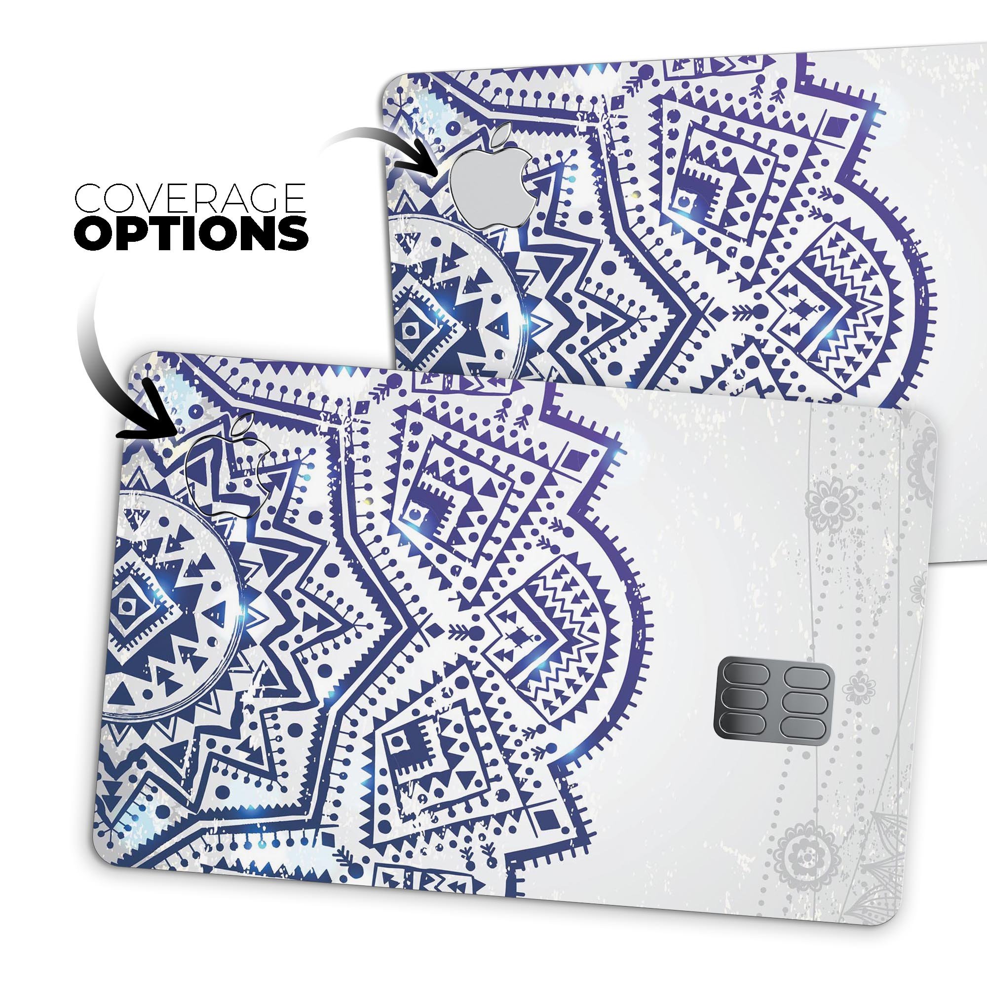 Ethnic Indian Vector Ornament skin for Apple Card, showcasing vibrant ethnic design and premium vinyl material.