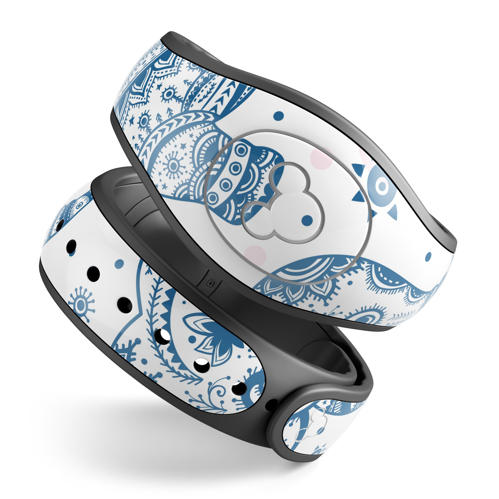 Ethnic Navy Seamless Aztec Elephant decal skin wrap kit for Disney Magic Band, showcasing intricate design and vibrant colors.