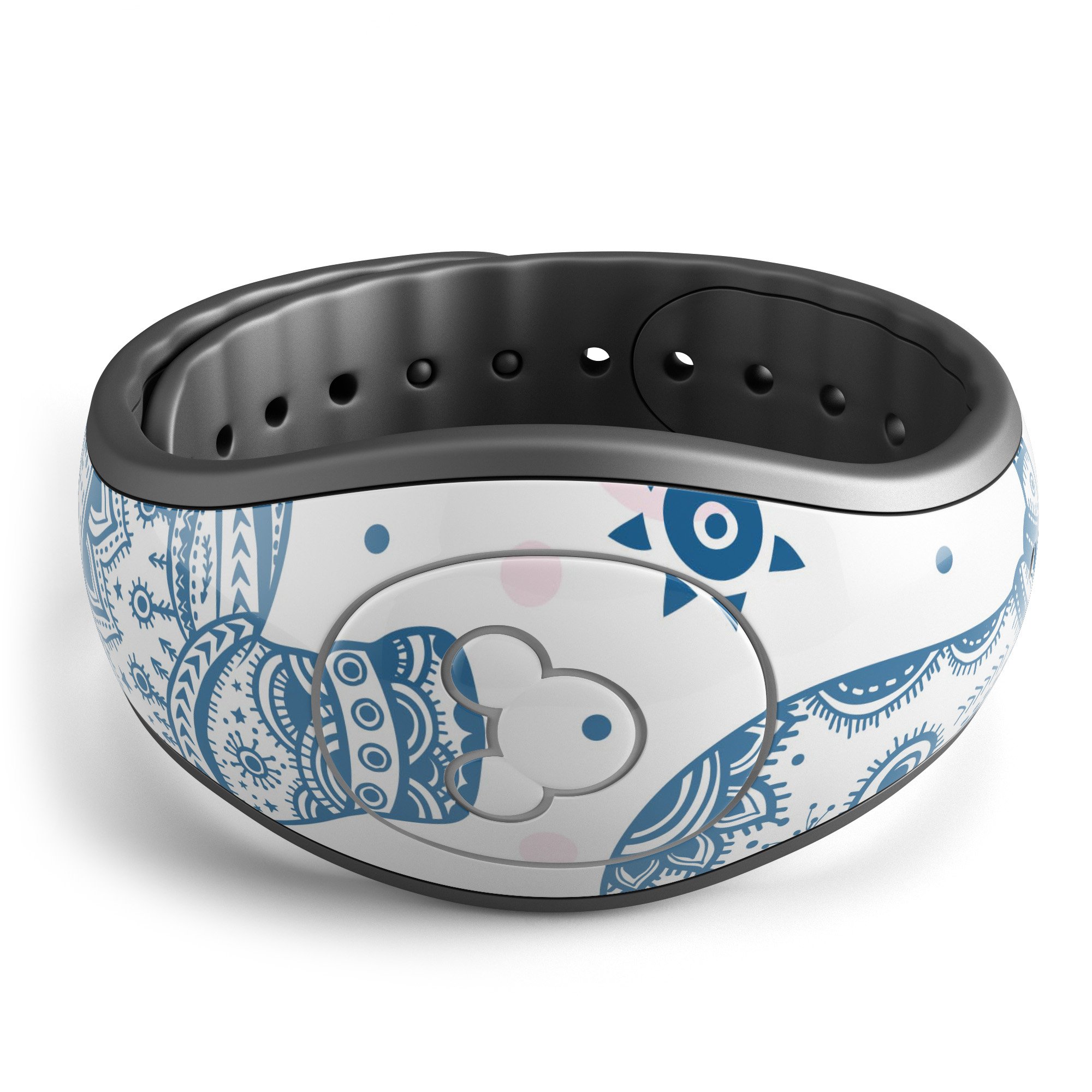 Ethnic Navy Seamless Aztec Elephant decal skin wrap kit for Disney Magic Band, showcasing intricate design and vibrant colors.