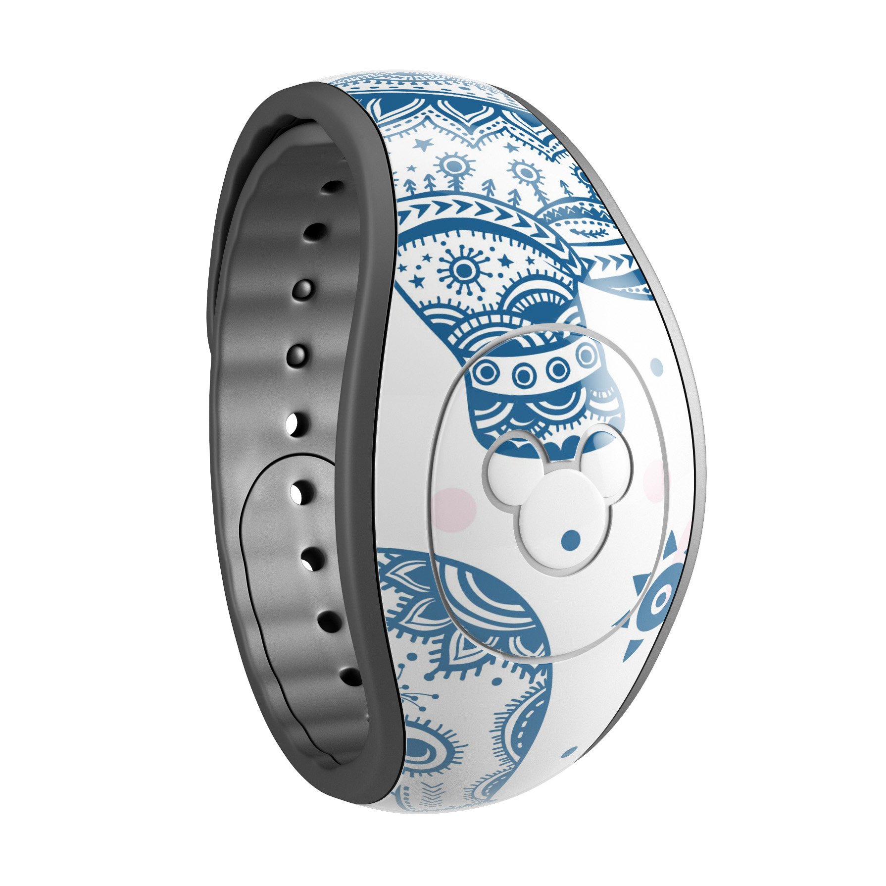 Ethnic Navy Seamless Aztec Elephant decal skin wrap kit for Disney Magic Band, showcasing intricate design and vibrant colors.