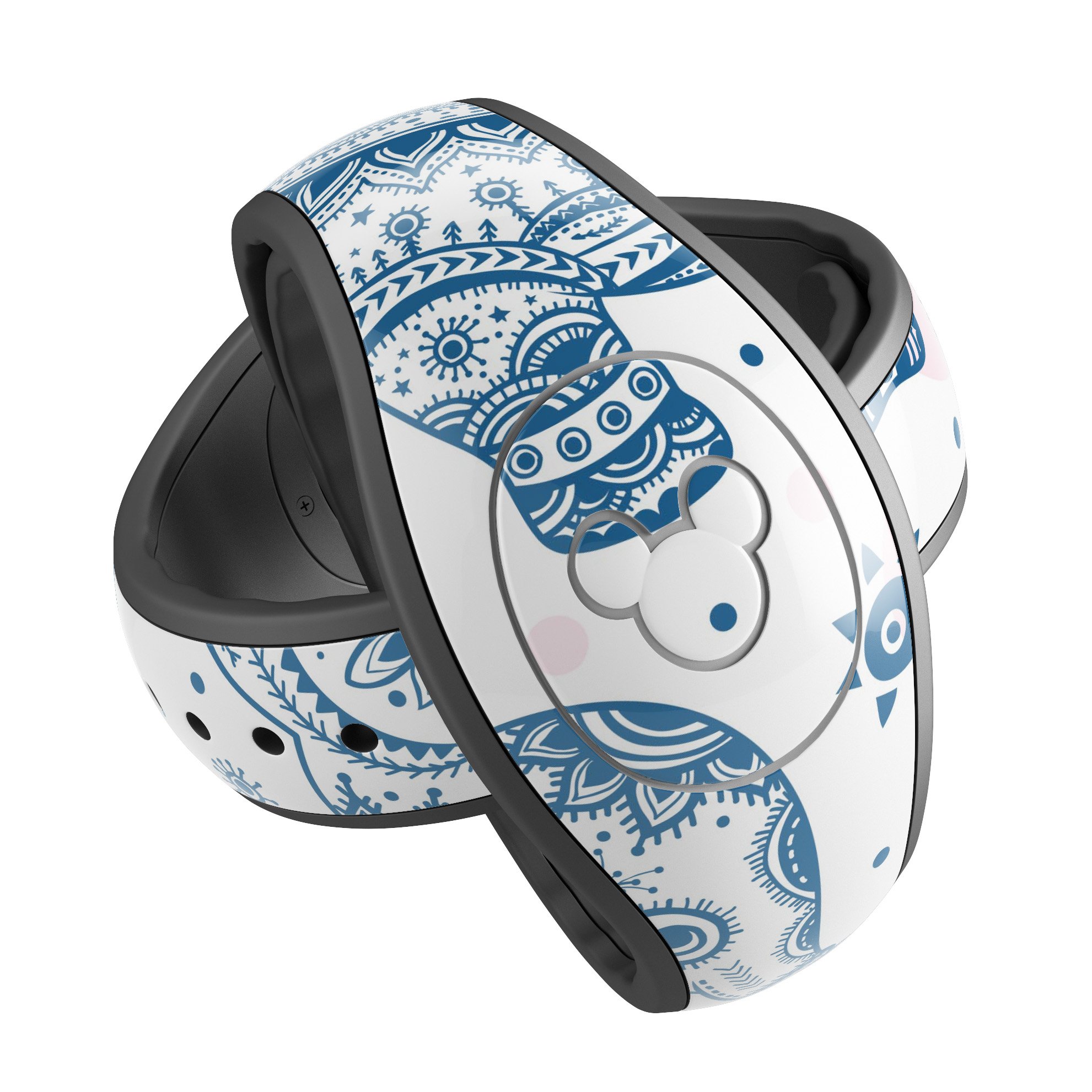 Ethnic Navy Seamless Aztec Elephant decal skin wrap kit for Disney Magic Band, showcasing intricate design and vibrant colors.