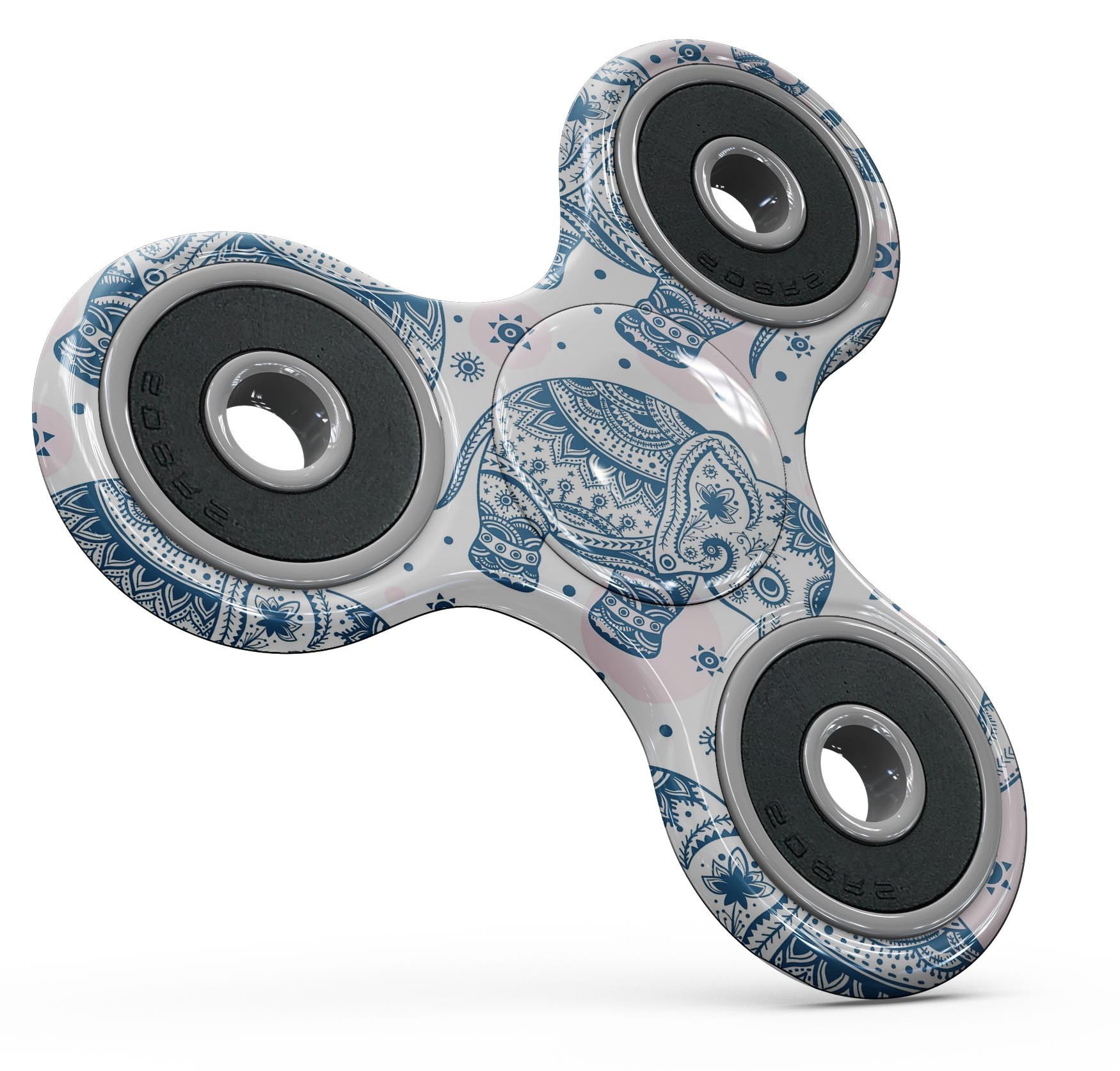 Ethnic Navy Seamless Aztec Elephant Skin-Kit for fidget spinner, showcasing vibrant colors and intricate patterns.