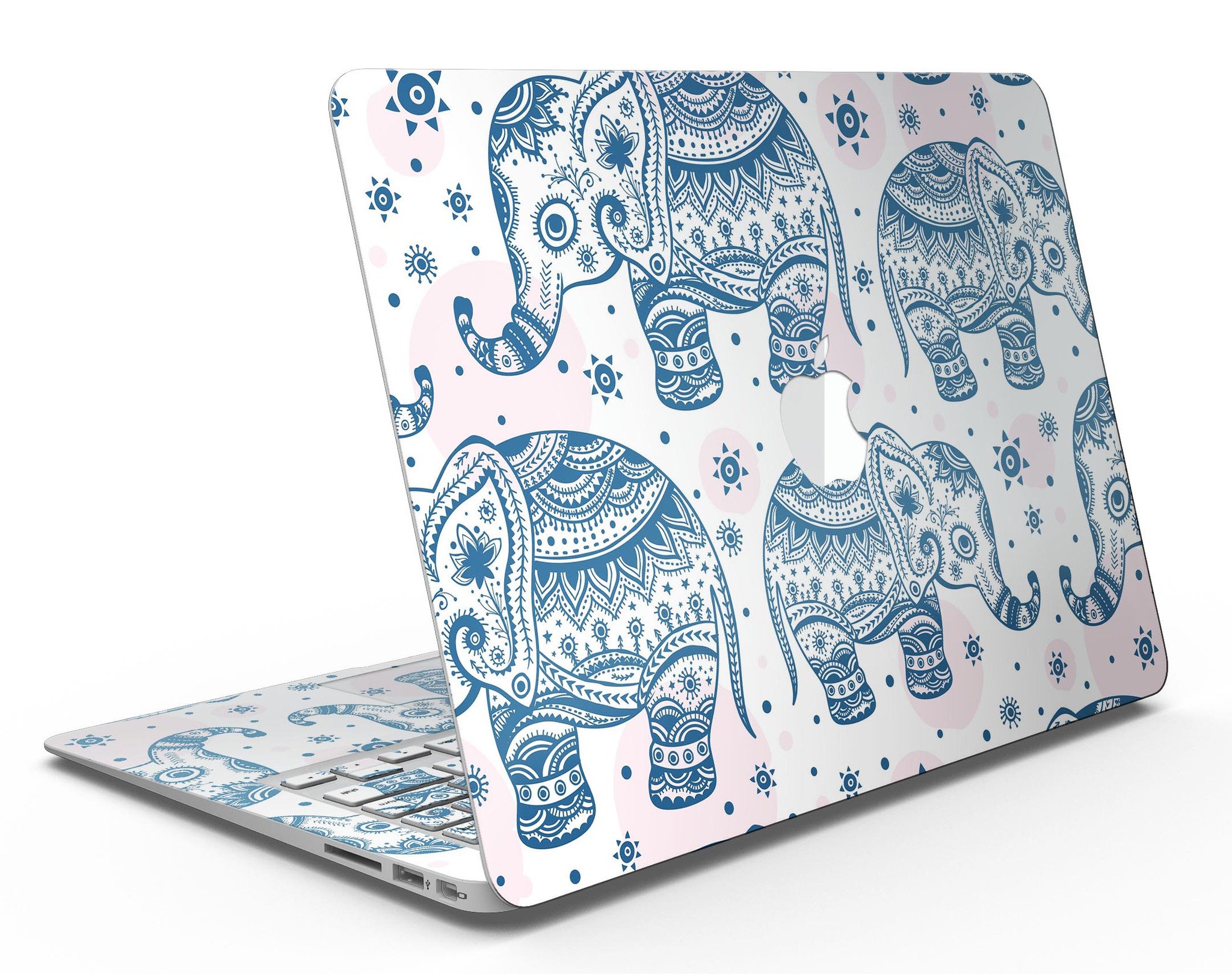 Ethnic Navy Seamless Aztec Elephant skin kit for MacBook Air, showcasing intricate design and premium vinyl material.