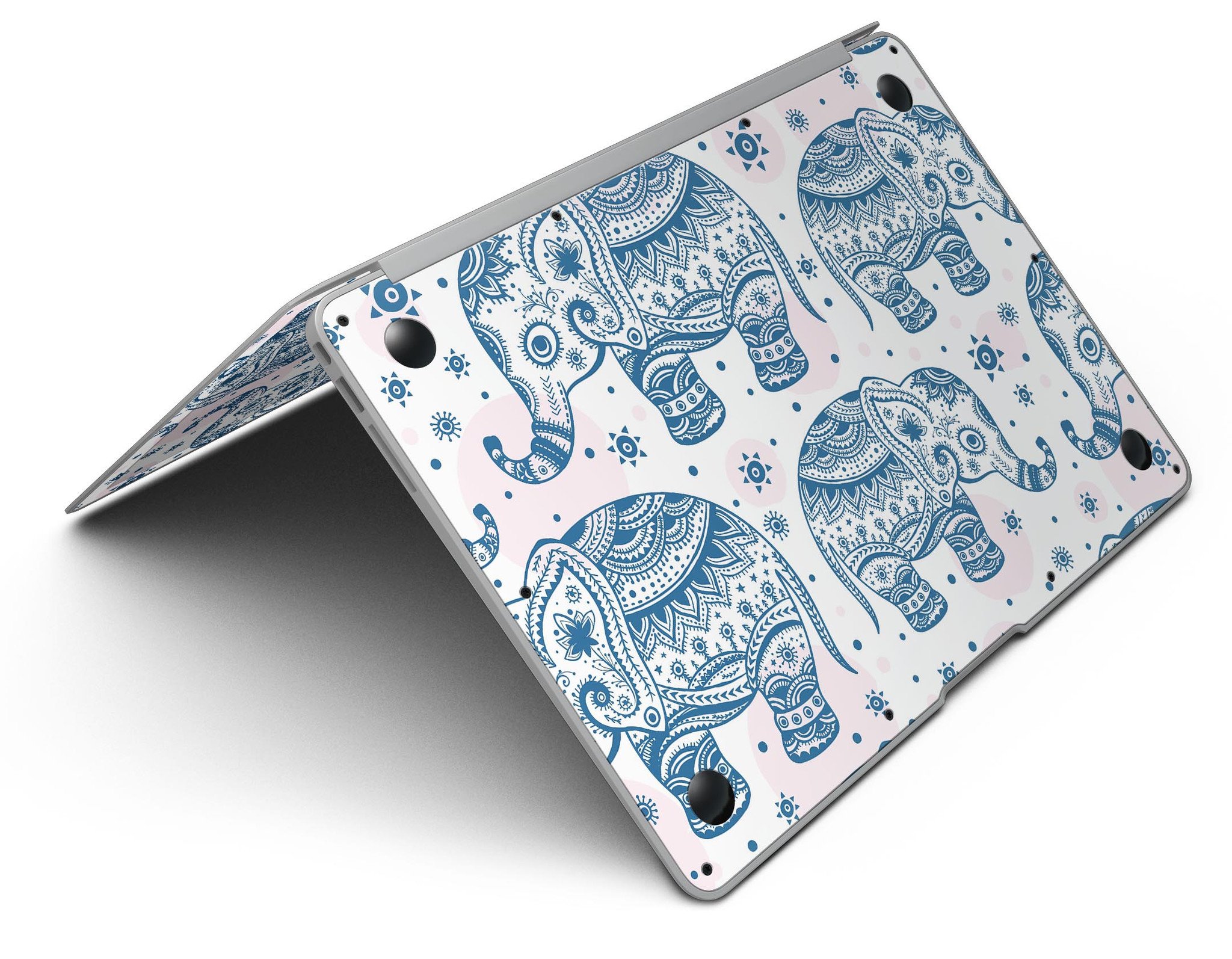 Ethnic Navy Seamless Aztec Elephant skin kit for MacBook Air, showcasing intricate design and premium vinyl material.