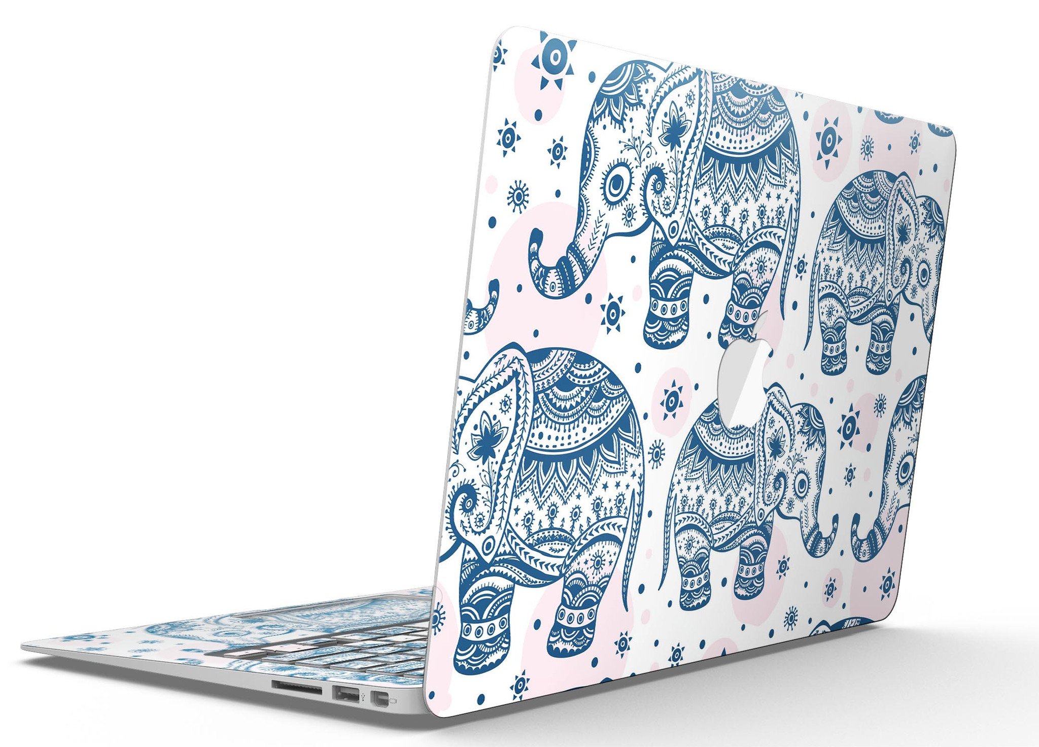 Ethnic Navy Seamless Aztec Elephant skin kit for MacBook Air, showcasing intricate design and premium vinyl material.