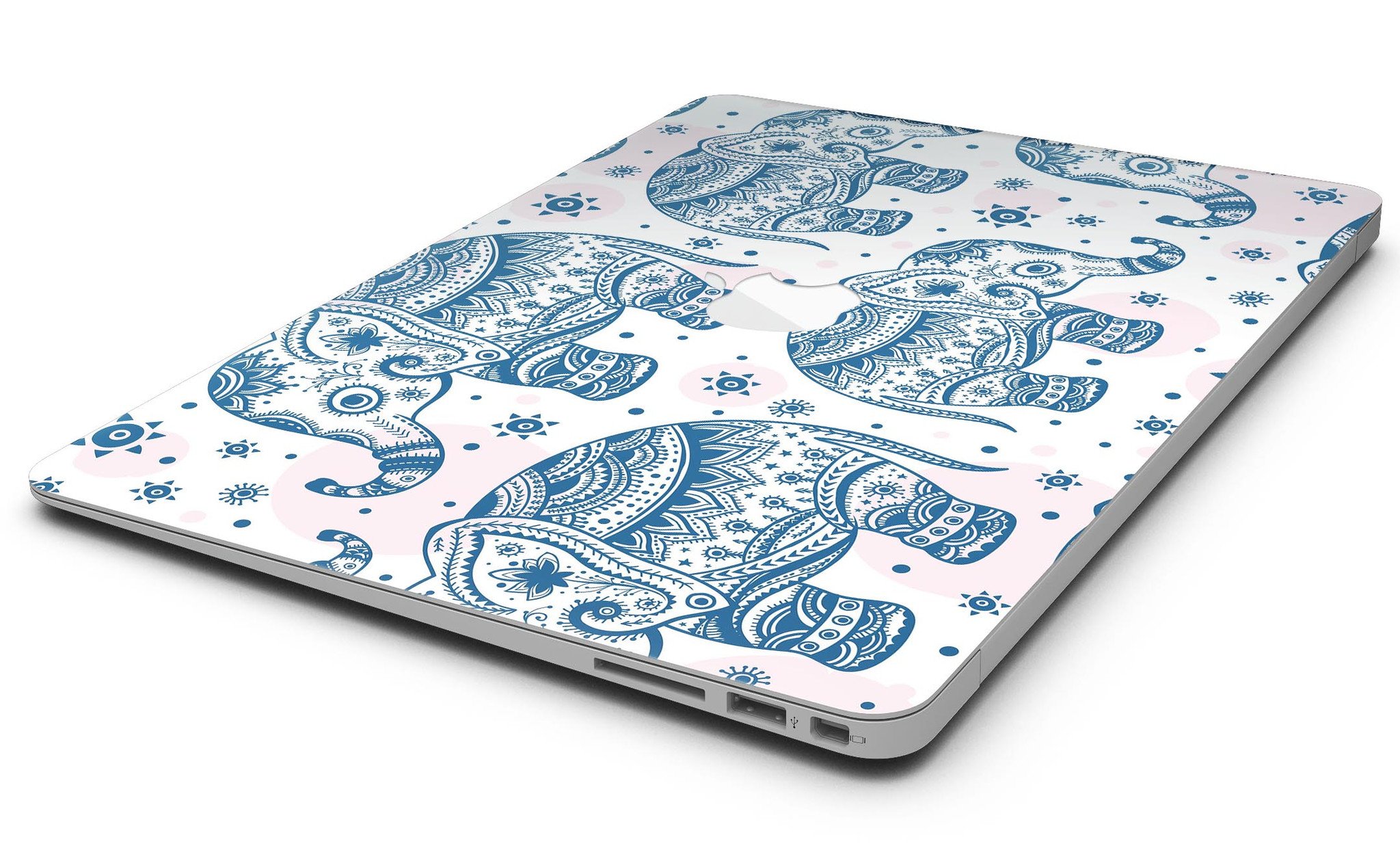 Ethnic Navy Seamless Aztec Elephant skin kit for MacBook Air, showcasing intricate design and premium vinyl material.