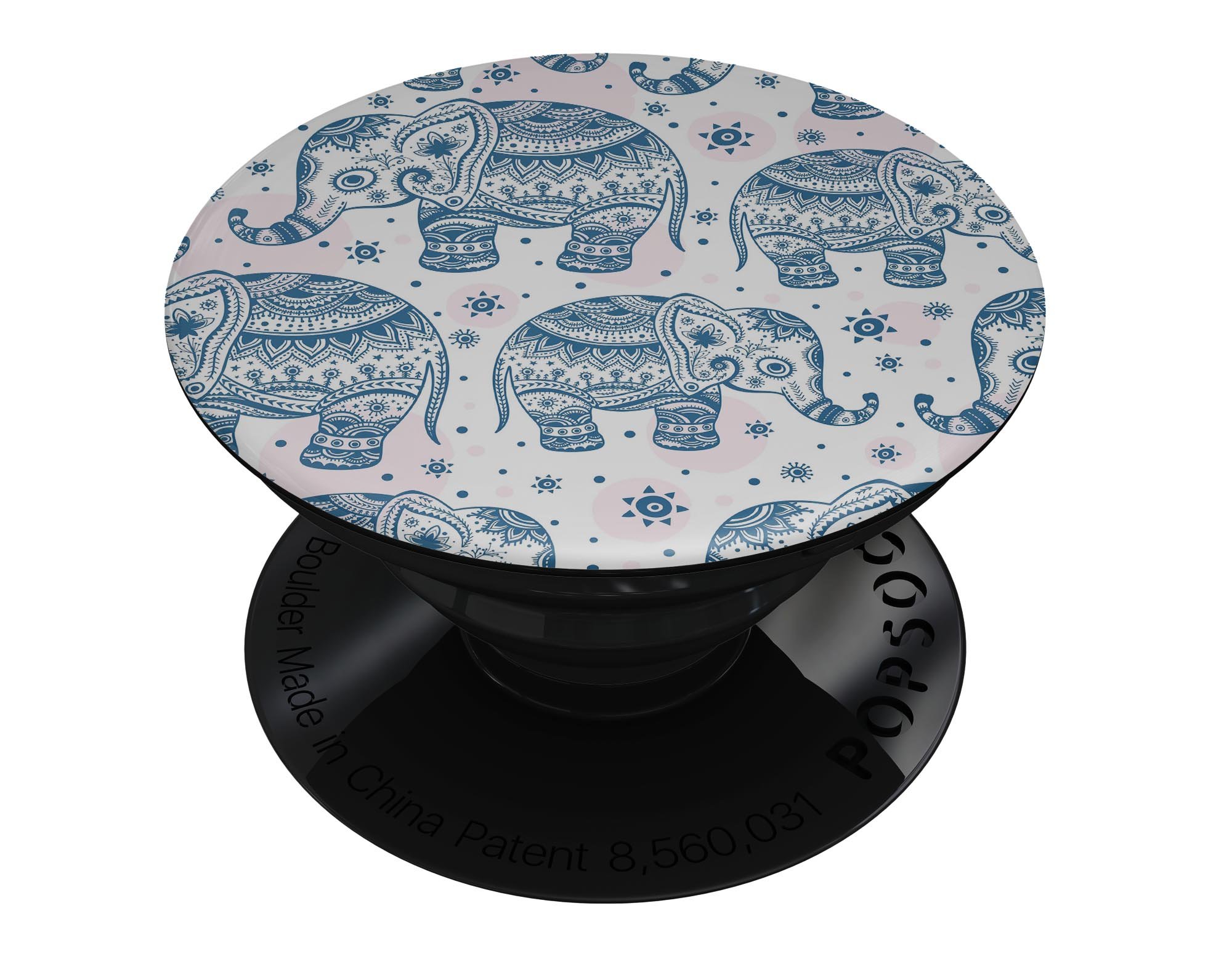 Ethnic Navy Seamless Aztec Elephant Skin Kit for PopSockets, showcasing intricate Aztec patterns on a navy background.