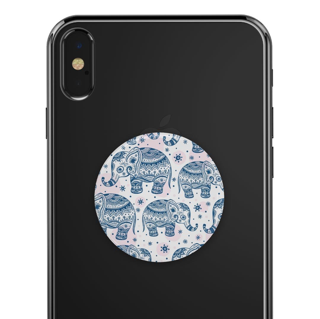 Ethnic Navy Seamless Aztec Elephant Skin Kit for PopSockets, showcasing intricate Aztec patterns on a navy background.