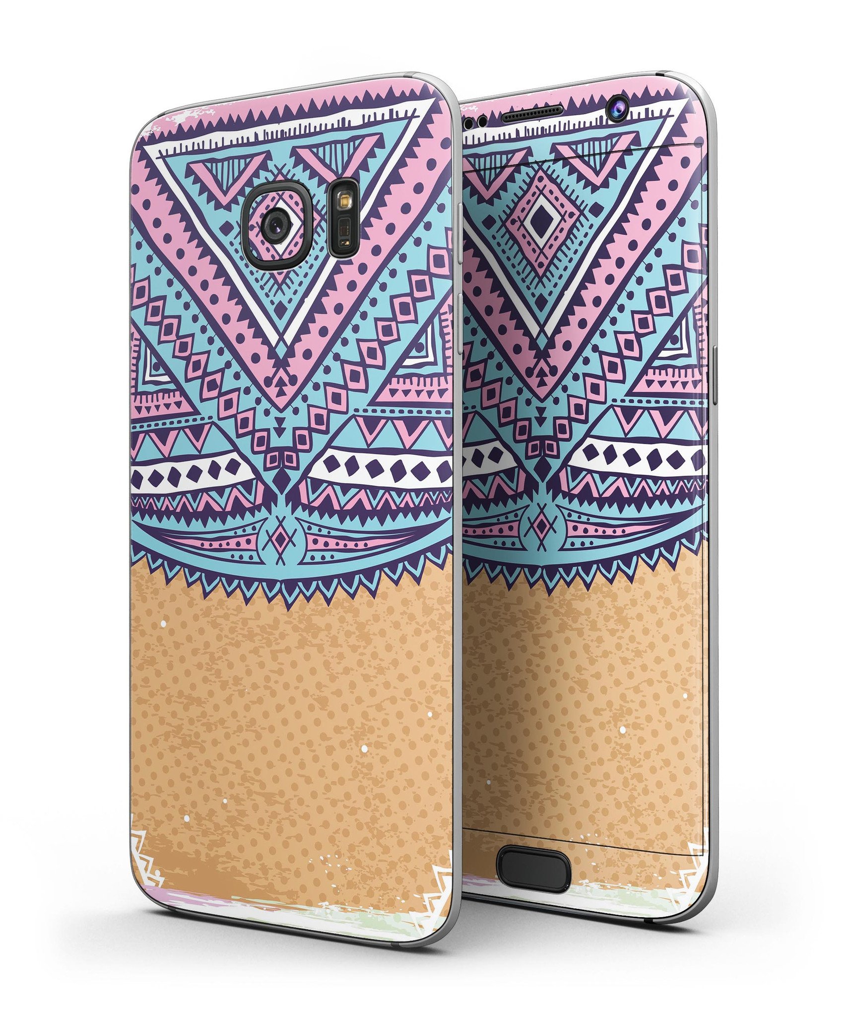 Ethnic Tribe Pattern V2 skin kit for Samsung Galaxy S7, showcasing vibrant tribal designs on a sleek vinyl surface.