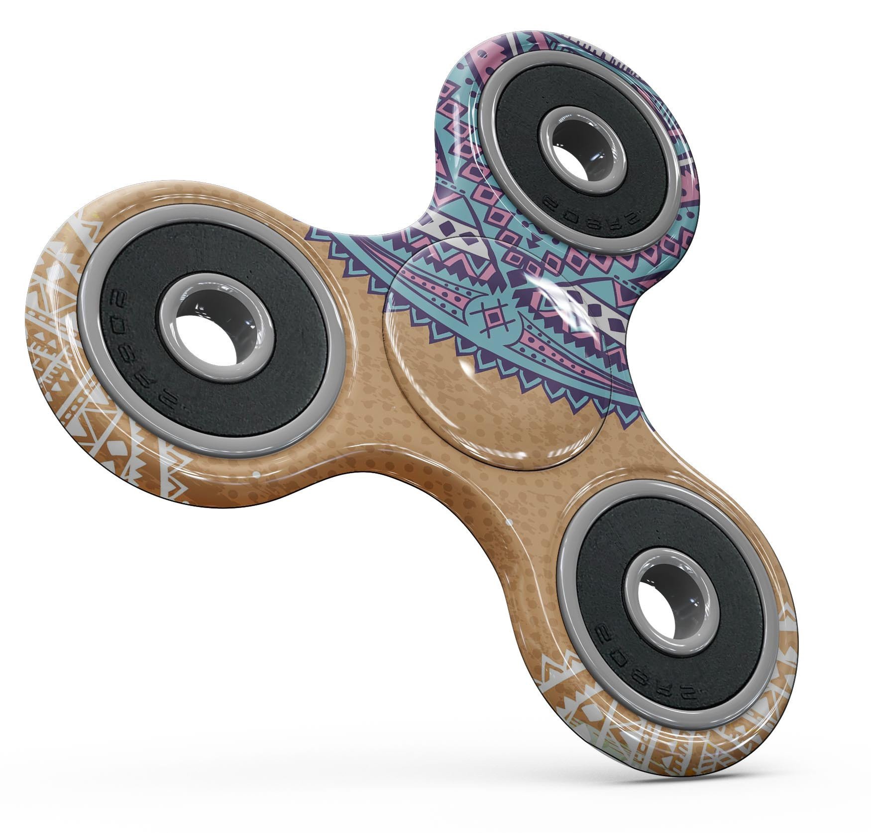 Ethnic Tribe Pattern V2 Full-Body Fidget Spinner Skin-Kit showcasing vibrant tribal designs on a fidget spinner.