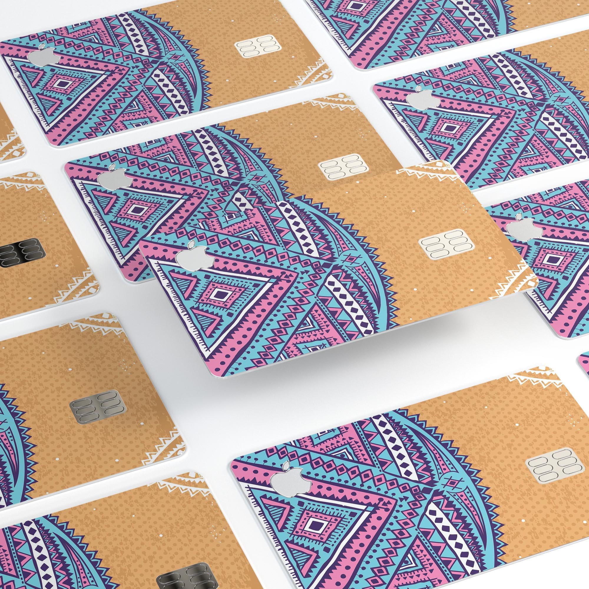 Ethnic Tribe Pattern V2 decal skin for Apple Card, showcasing vibrant colors and intricate tribal design.