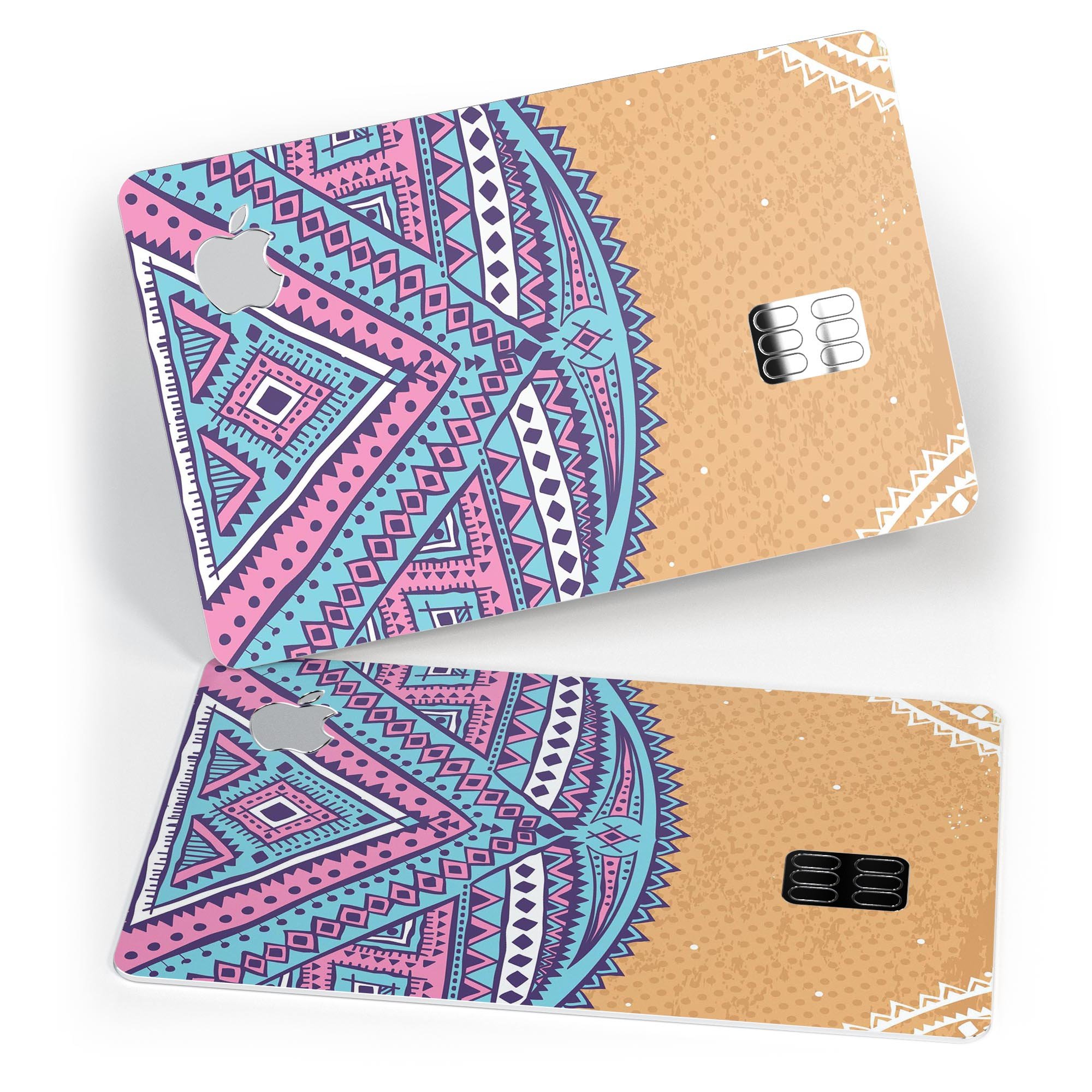 Ethnic Tribe Pattern V2 decal skin for Apple Card, showcasing vibrant colors and intricate tribal design.