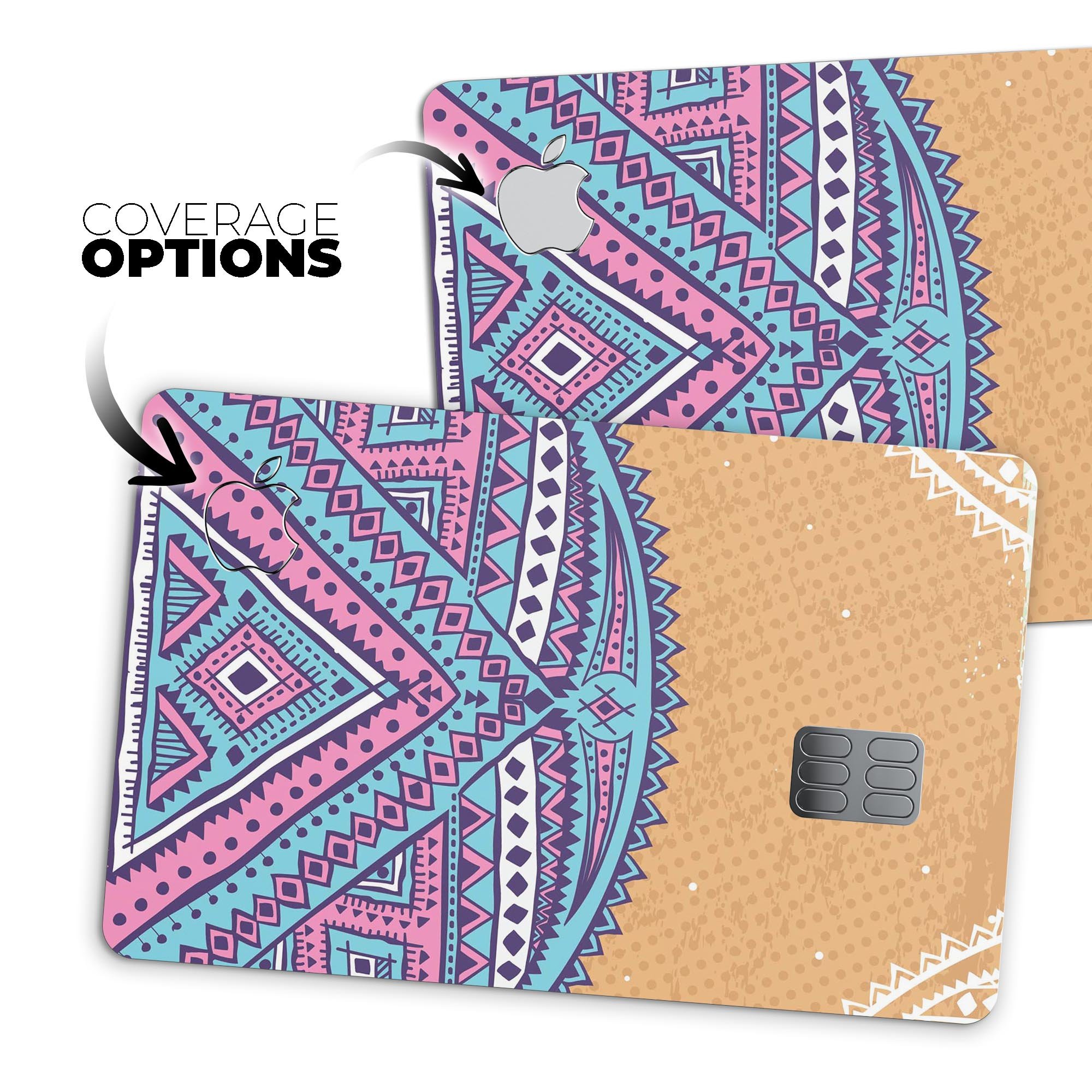 Ethnic Tribe Pattern V2 decal skin for Apple Card, showcasing vibrant colors and intricate tribal design.