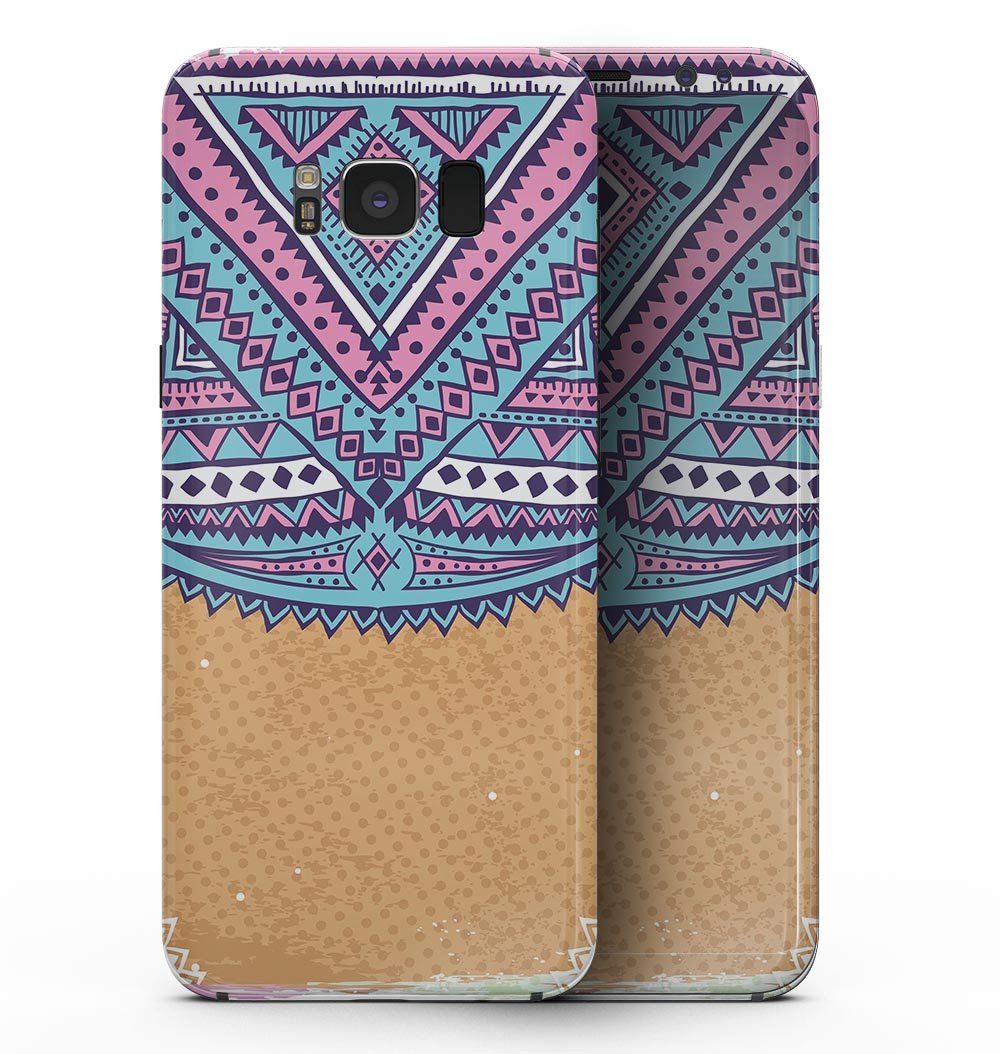 Ethnic Tribe Pattern V2 skin for Samsung Galaxy S8, showcasing vibrant tribal design and precise cutouts for buttons and ports.