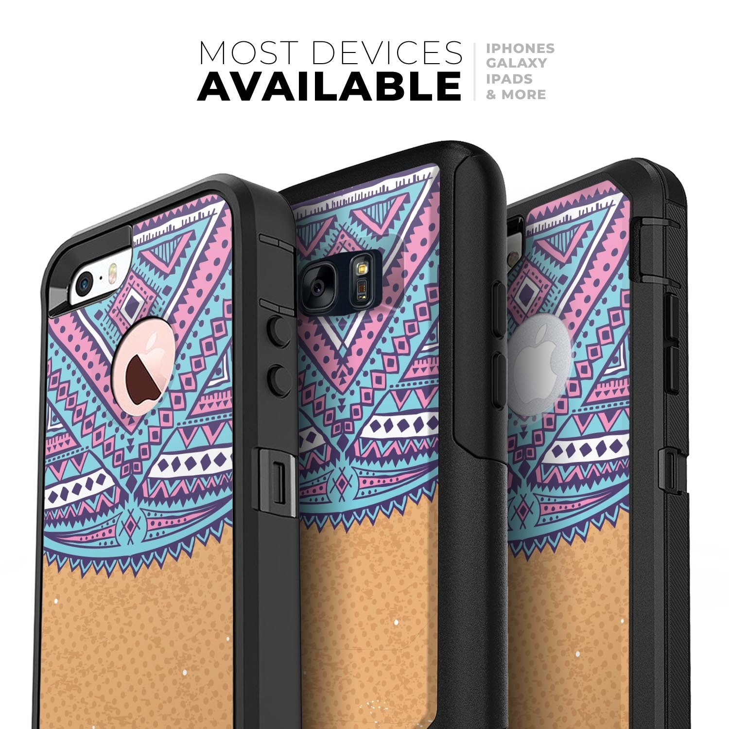 Ethnic Tribe Pattern V2 Skin Kit for iPhone OtterBox Cases featuring vibrant tribal designs and premium materials.