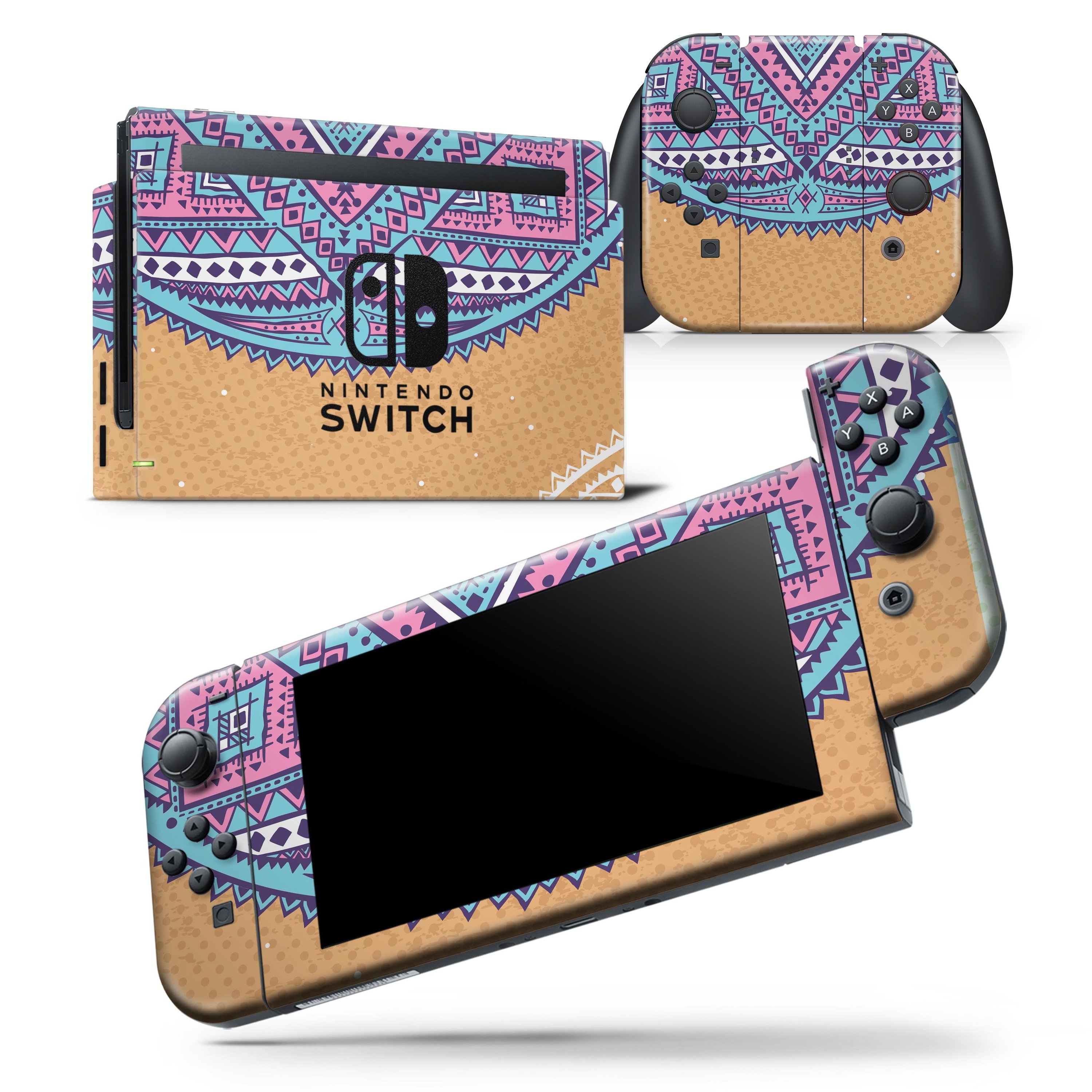 Ethnic Tribe Pattern V2 skin wrap decal for Nintendo Switch Lite, showcasing vibrant tribal designs and a snug fit.