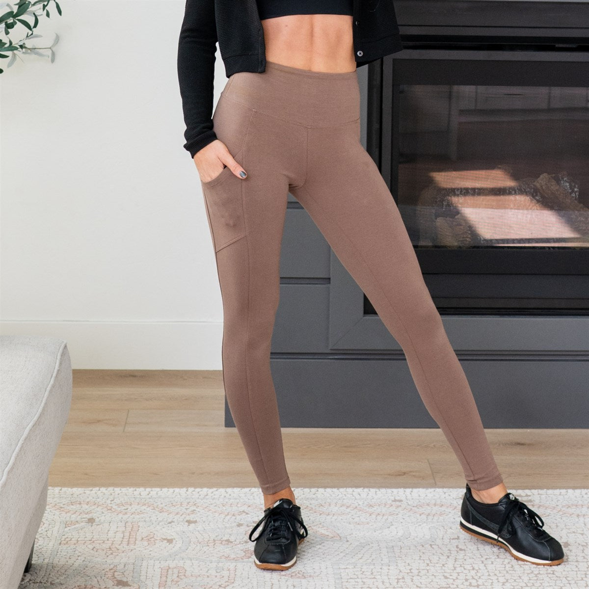 Everyday Pocket Leggings by Zenana, featuring a tall waistband and soft fabric, perfect for comfort and style.