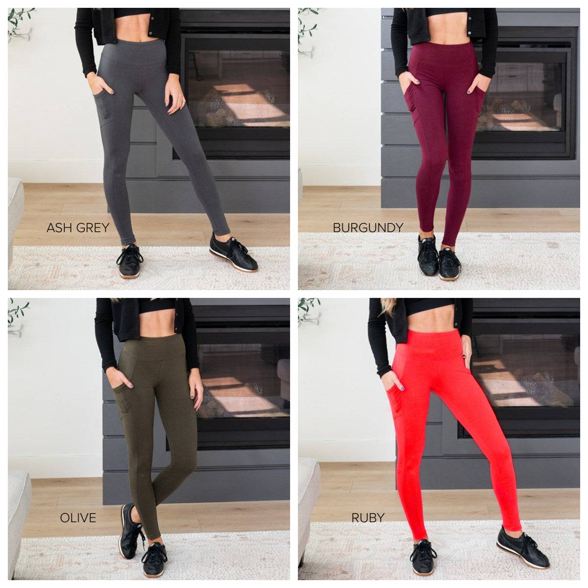 Everyday Pocket Leggings by Zenana, featuring a tall waistband and soft fabric, perfect for comfort and style.